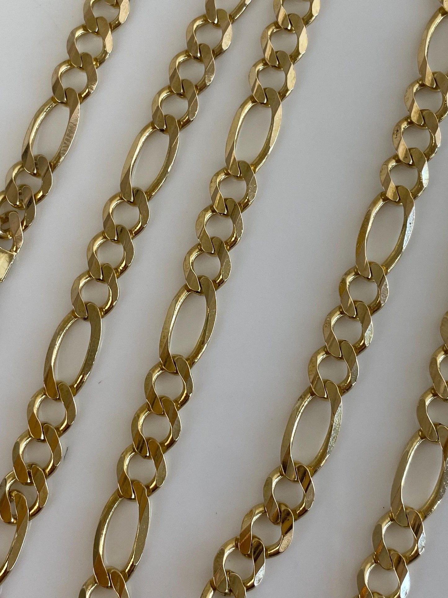 Vintage Solid 14k Yellow Gold Chunky Figaro Chain Necklace - 24 inches