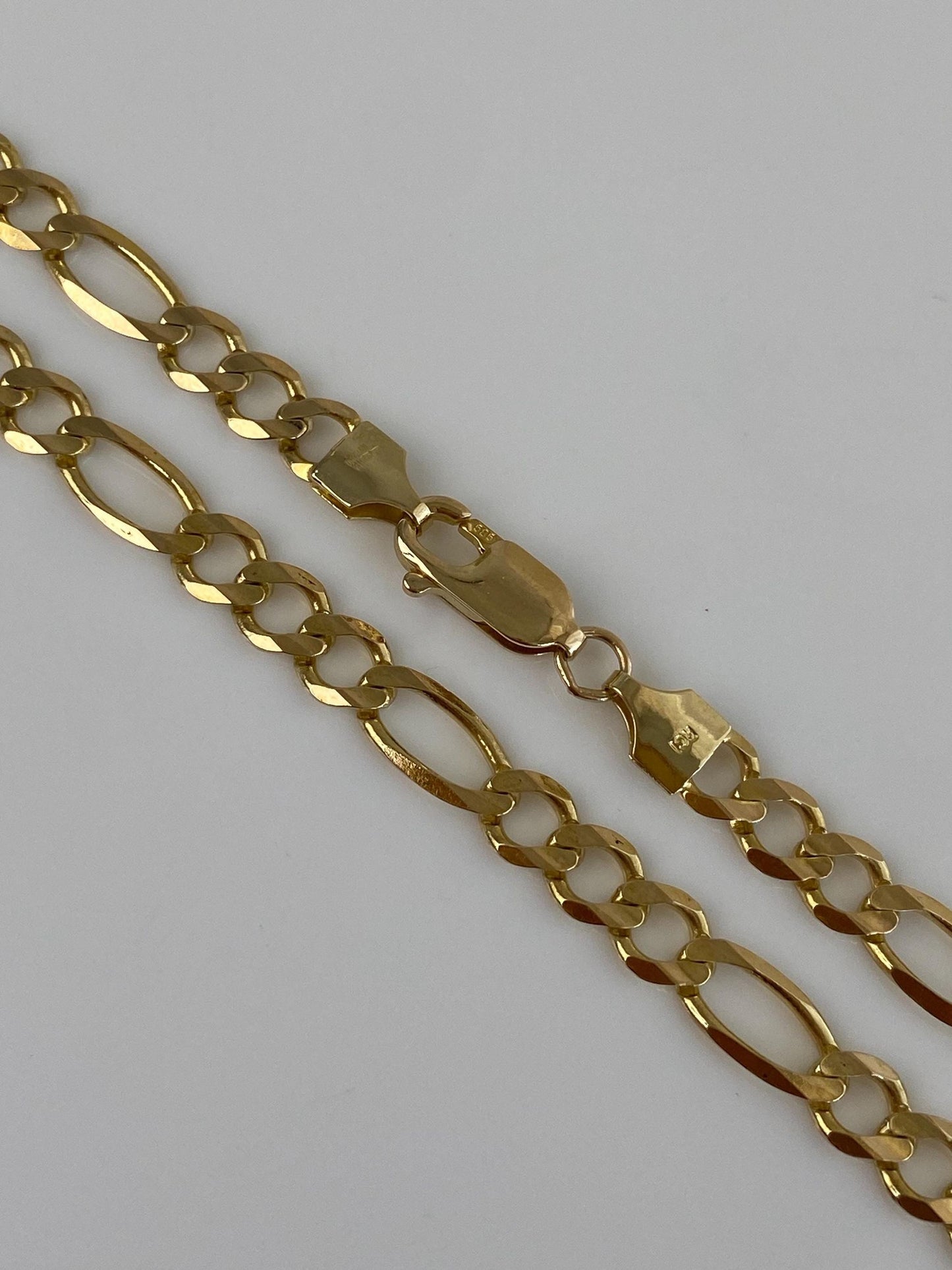 Vintage Solid 14k Yellow Gold Chunky Figaro Chain Necklace - 24 inches