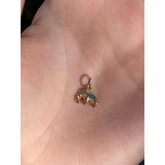 Vintage 10k Yellow Gold Tiny Elephant Charm