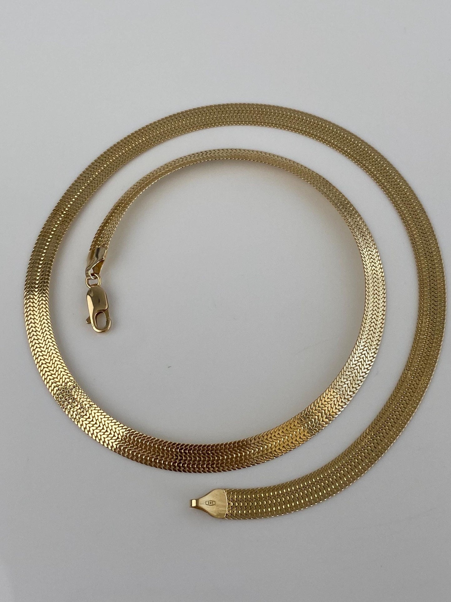 Solid 14k Yellow Gold Flat Woven Chain Necklace - 18.25 inches