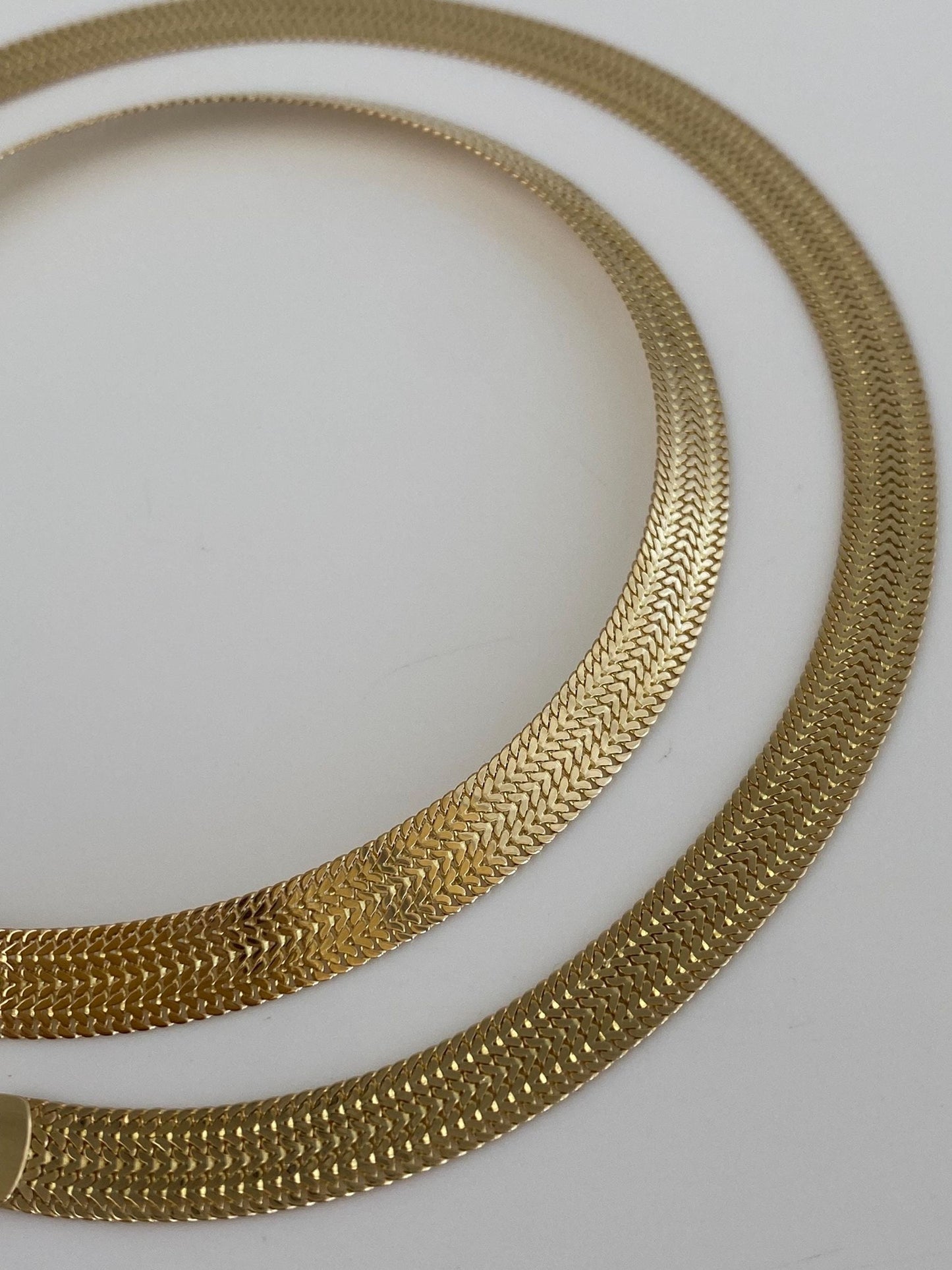 Solid 14k Yellow Gold Flat Woven Chain Necklace - 18.25 inches