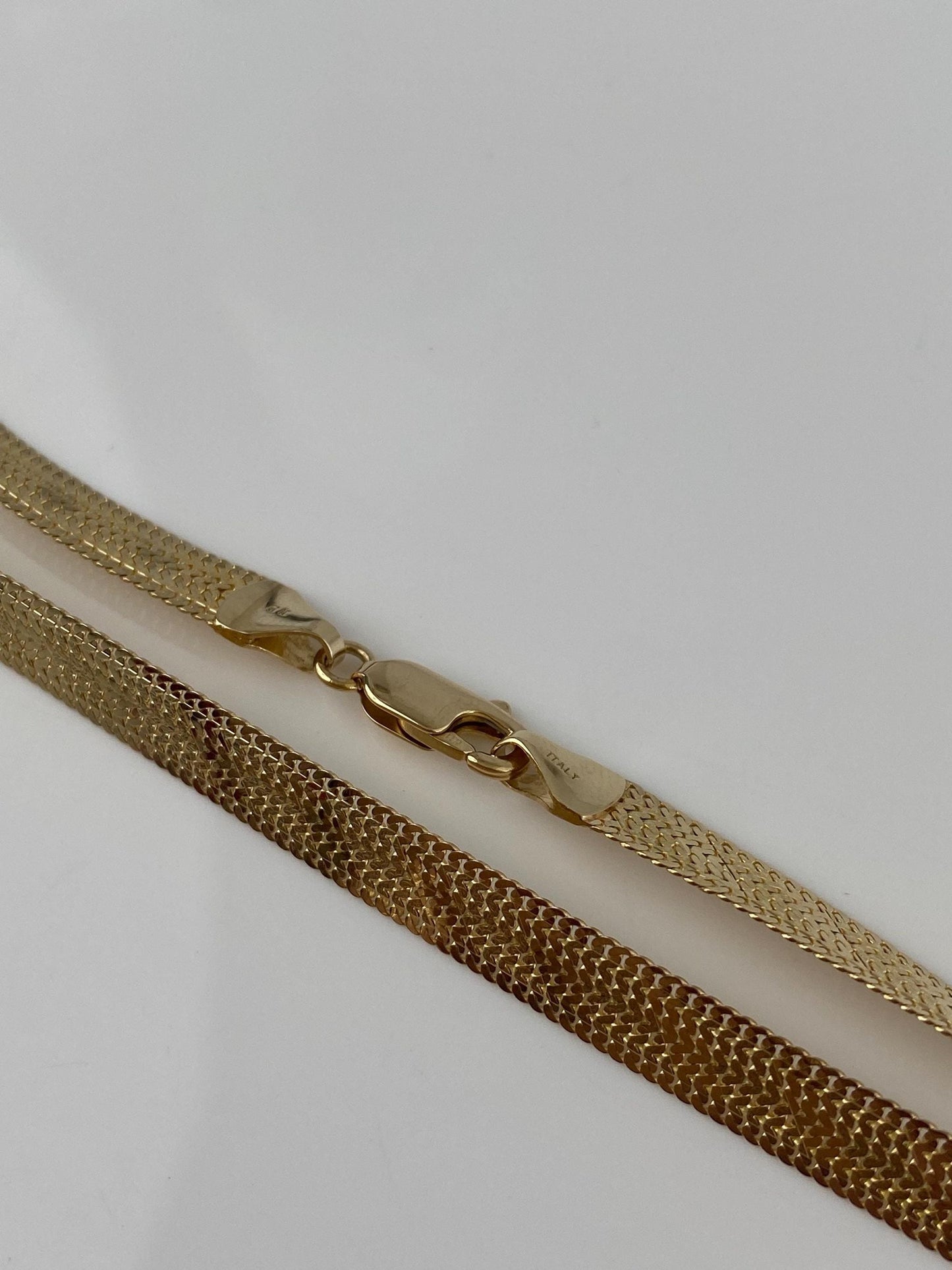 Solid 14k Yellow Gold Flat Woven Chain Necklace - 18.25 inches