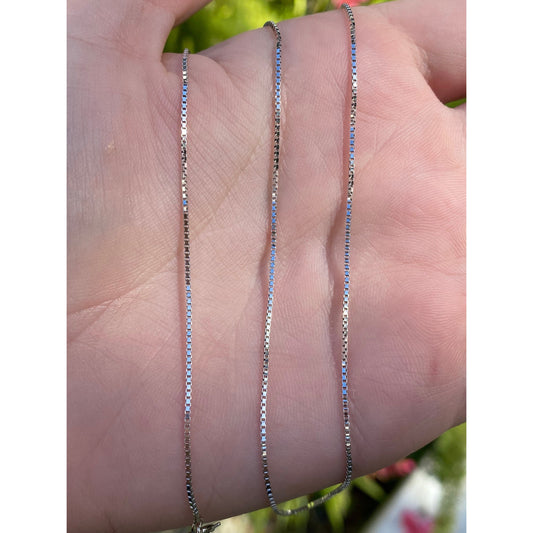 Solid 14k White Gold Box Chain Necklace - 20.5 inches