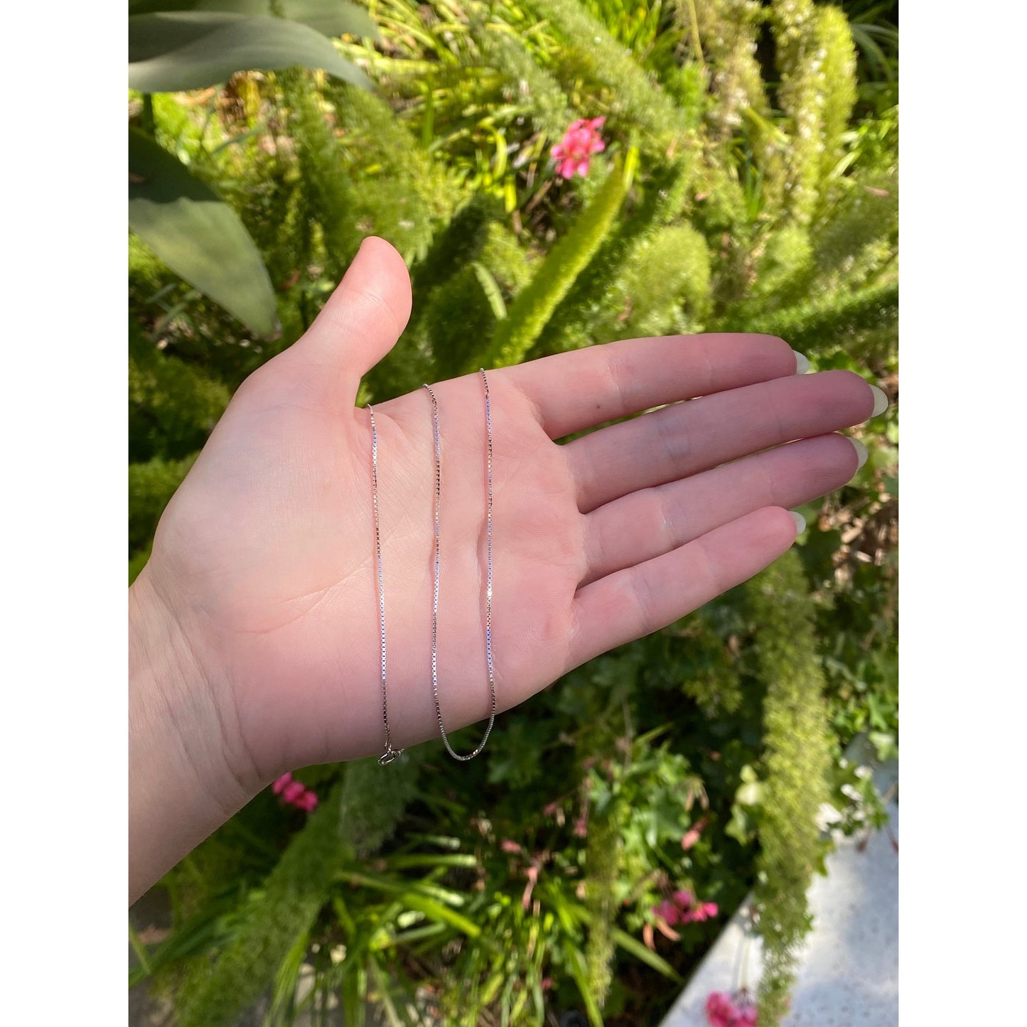 Solid 14k White Gold Box Chain Necklace - 20.5 inches