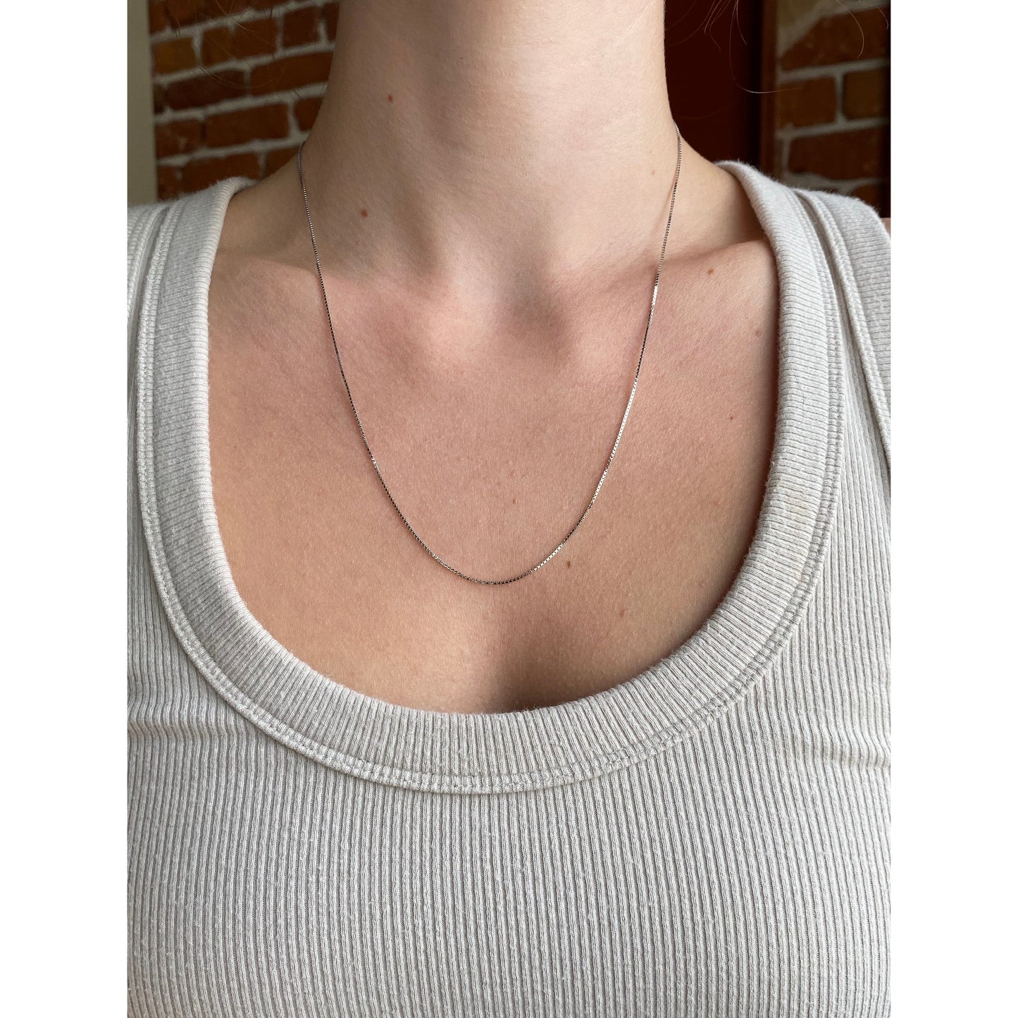 Solid 14k White Gold Box Chain Necklace - 20.5 inches