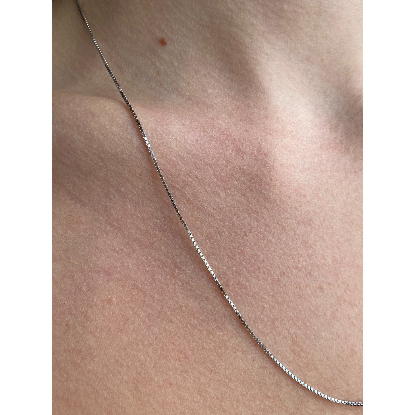 Solid 14k White Gold Box Chain Necklace - 20.5 inches