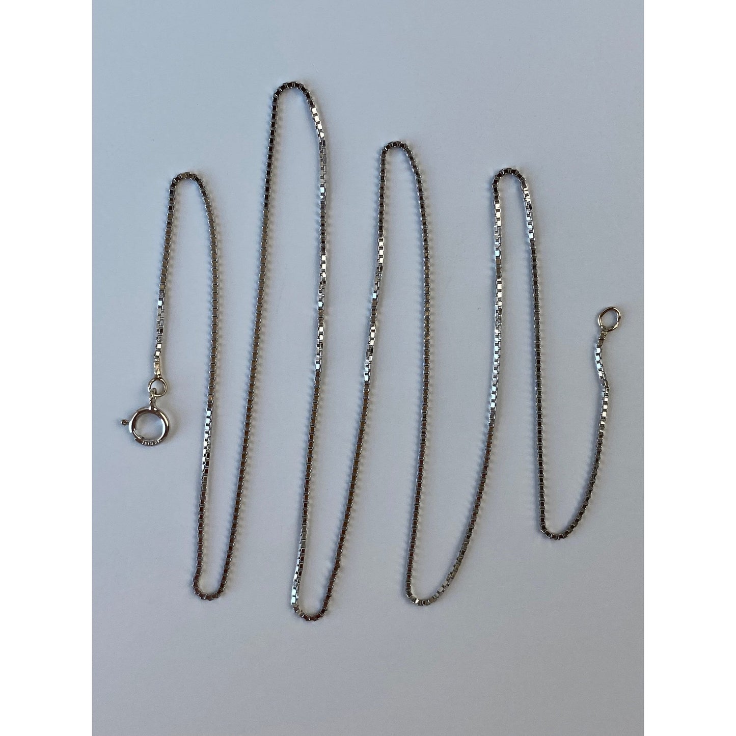 Solid 14k White Gold Box Chain Necklace - 20.5 inches