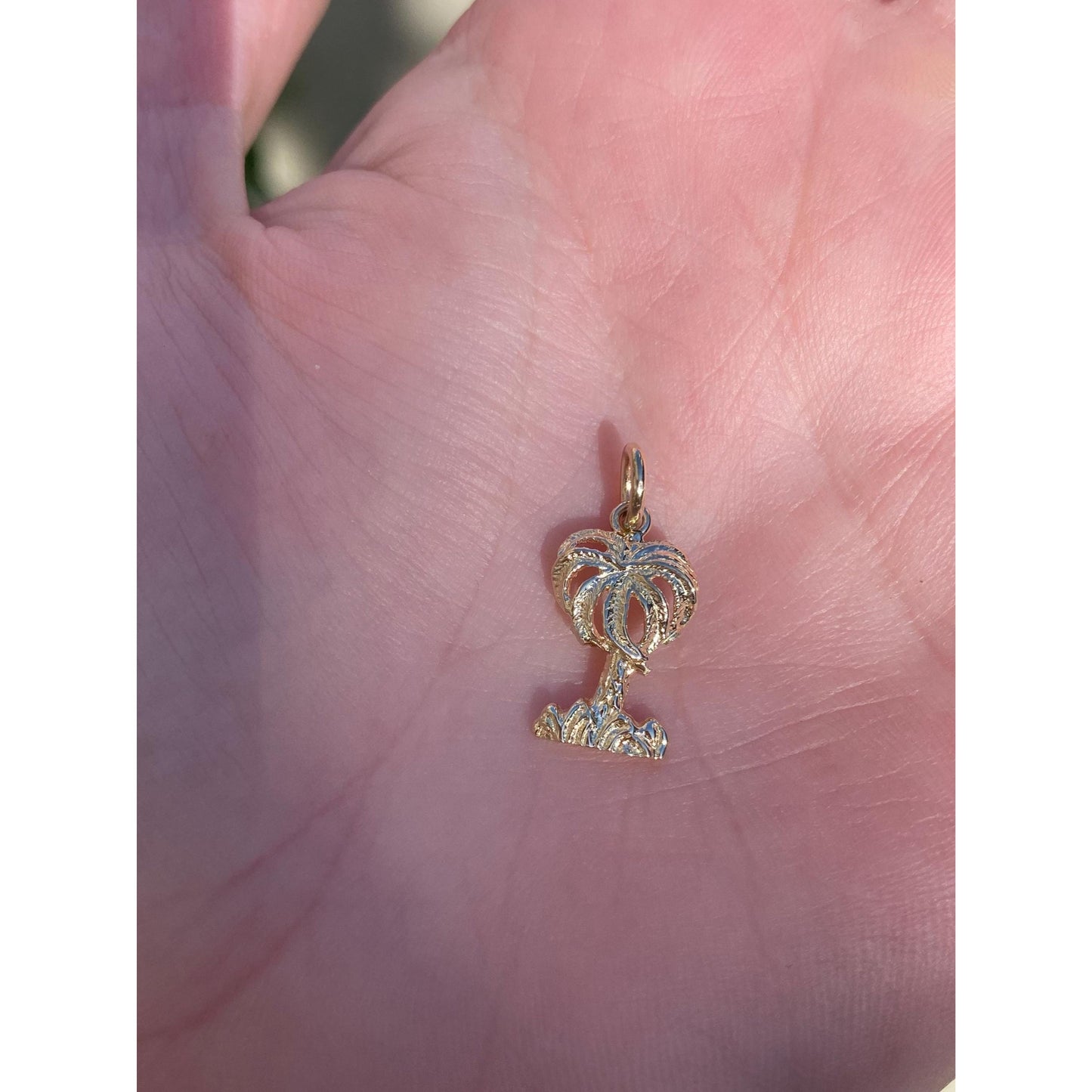 Vintage Solid 14k Yellow Gold Palm Tree Charm