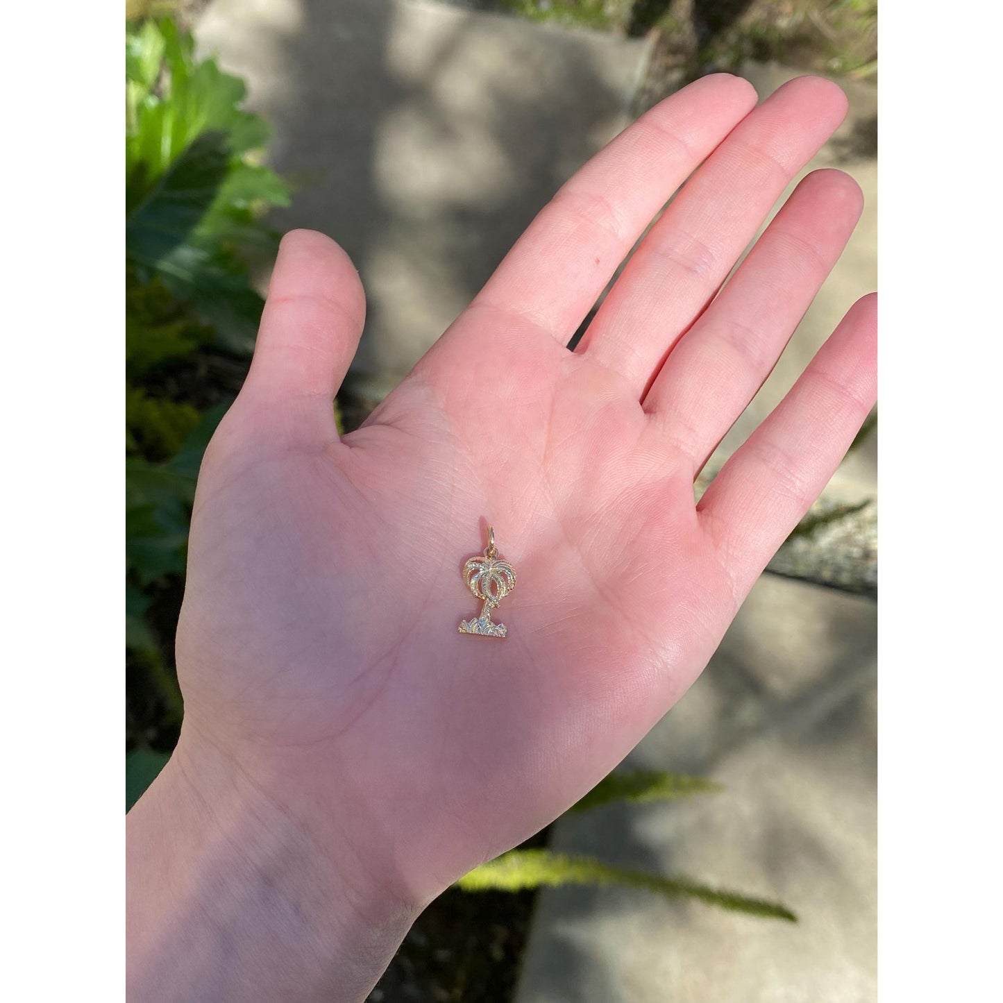 Vintage Solid 14k Yellow Gold Palm Tree Charm