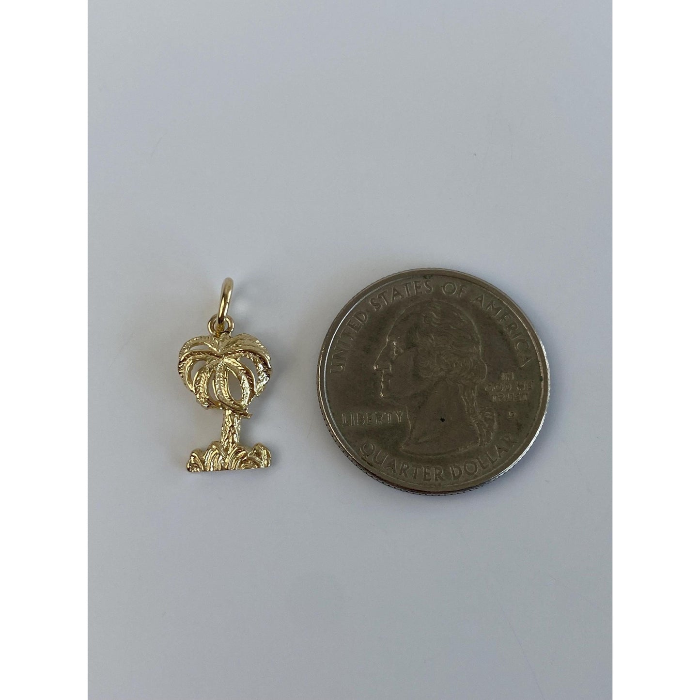 Vintage Solid 14k Yellow Gold Palm Tree Charm
