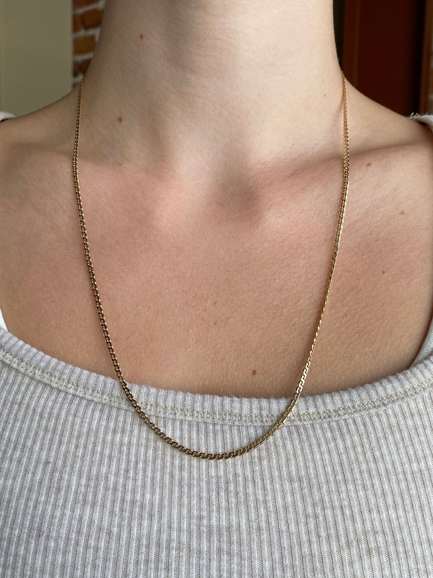 Vintage Solid 14k Yellow Gold Fancy Chain Necklace - 22.25 inches