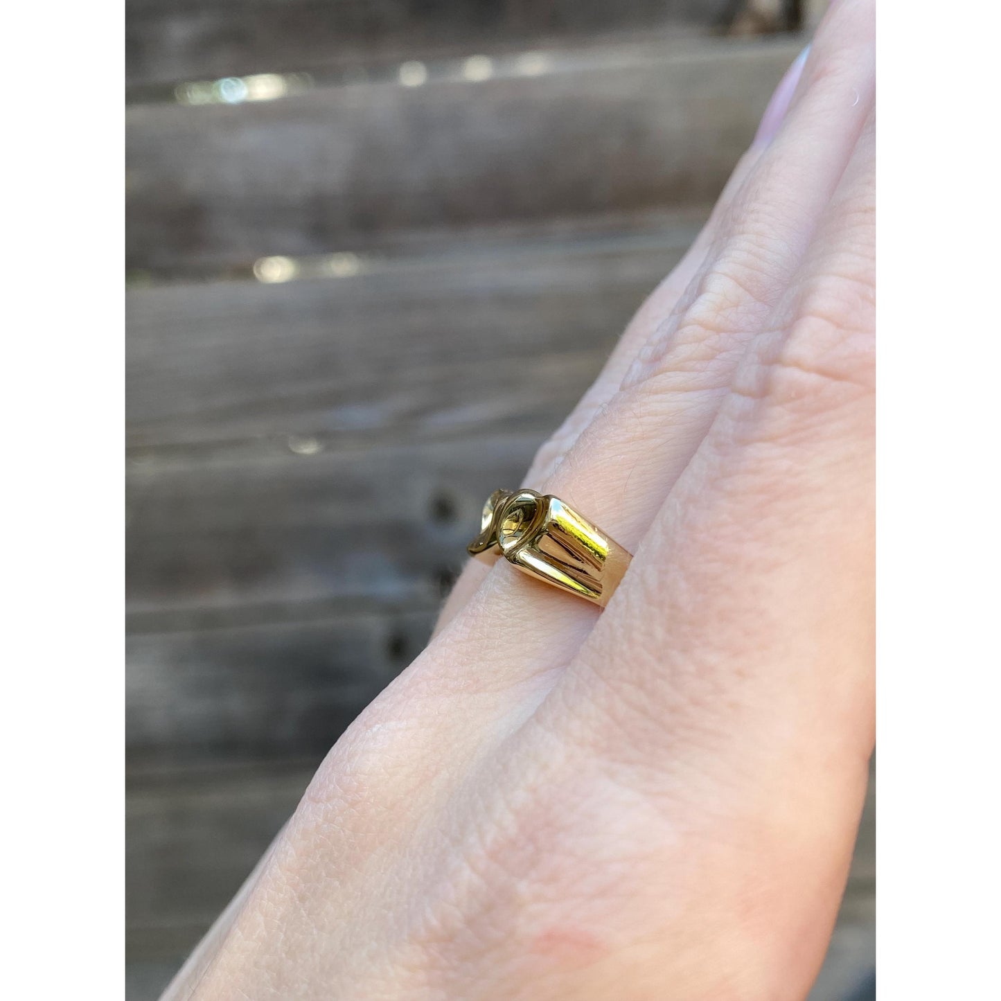 Solid 18k Yellow Gold Double Heart Ring - Size 7.25