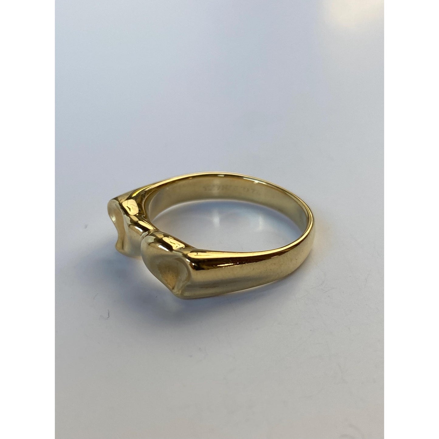 Solid 18k Yellow Gold Double Heart Ring - Size 7.25