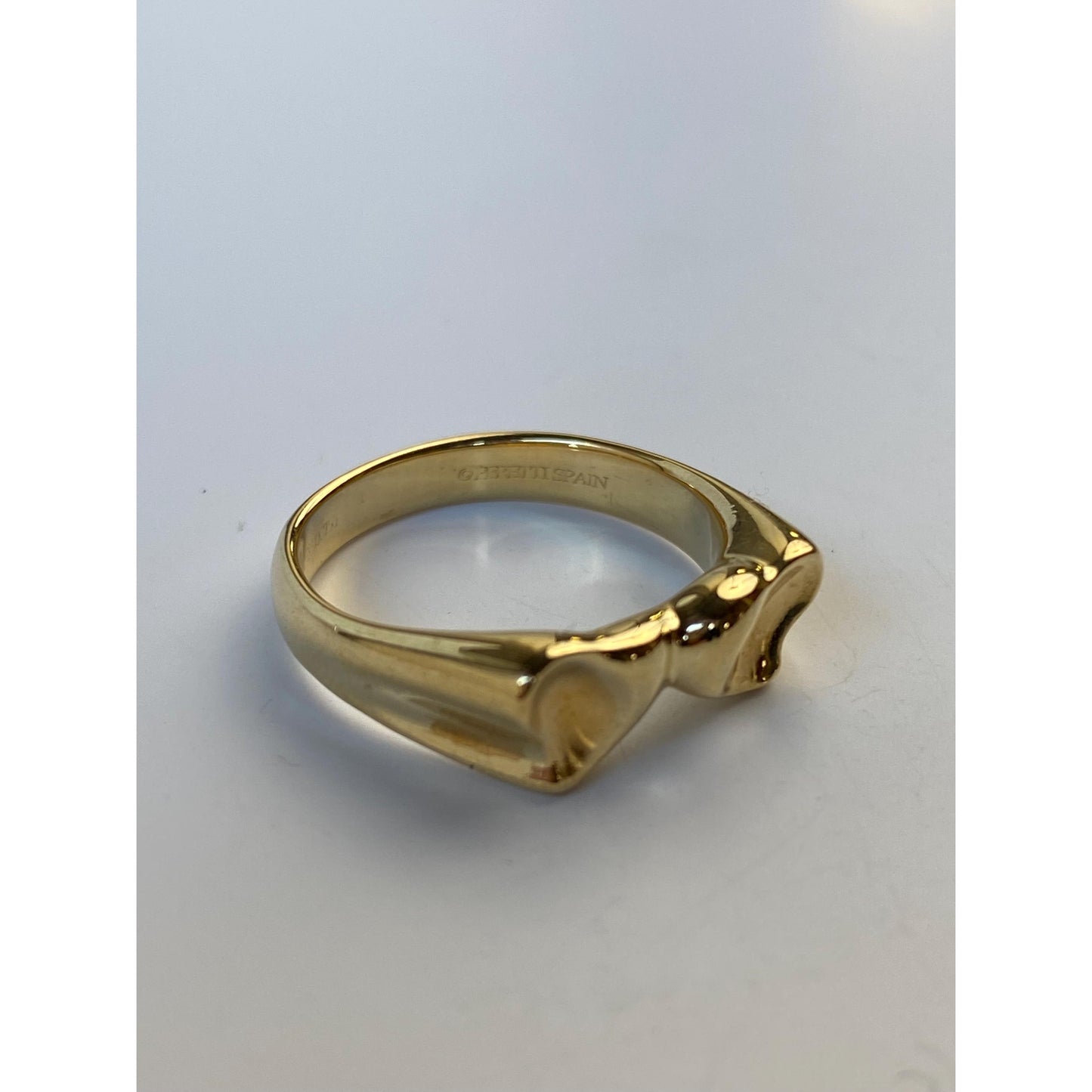 Solid 18k Yellow Gold Double Heart Ring - Size 7.25