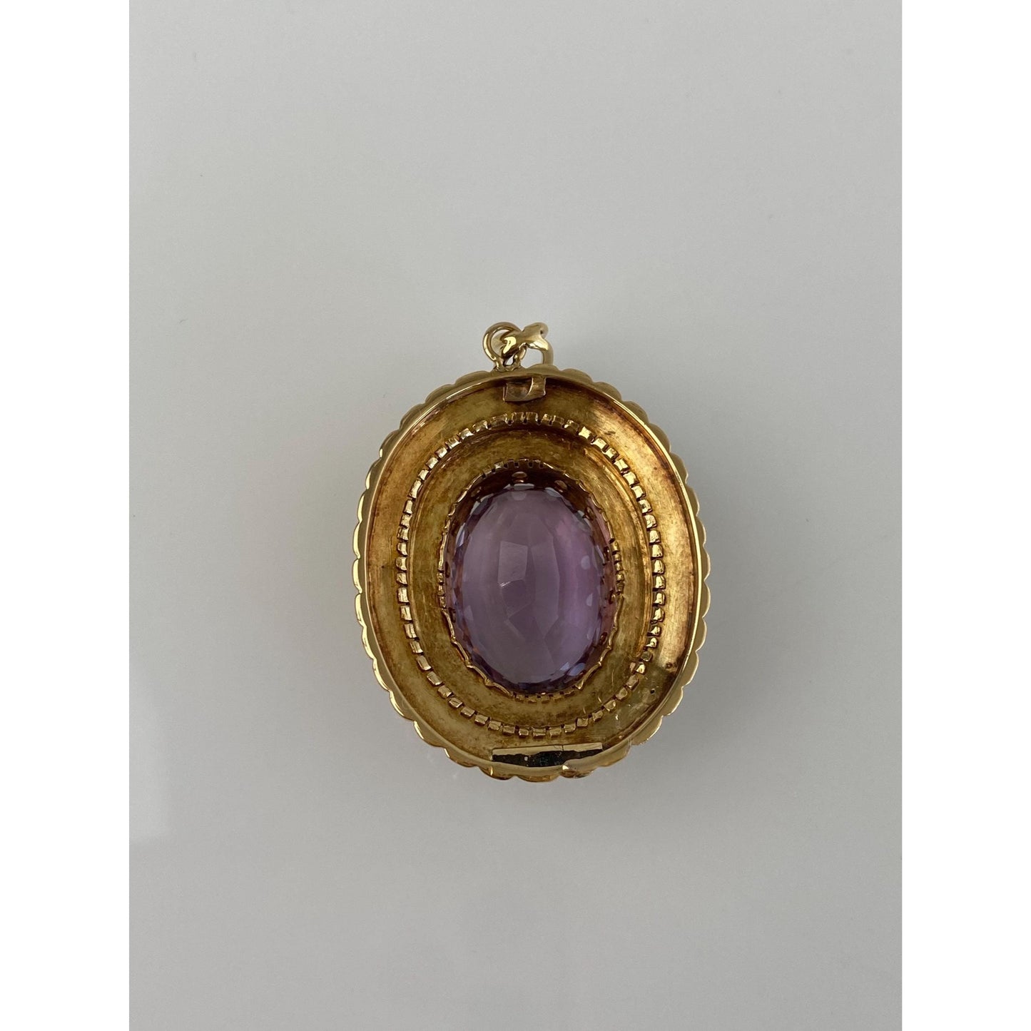 Vintage Solid 14k Yellow Gold Amethyst Pearl Halo Charm