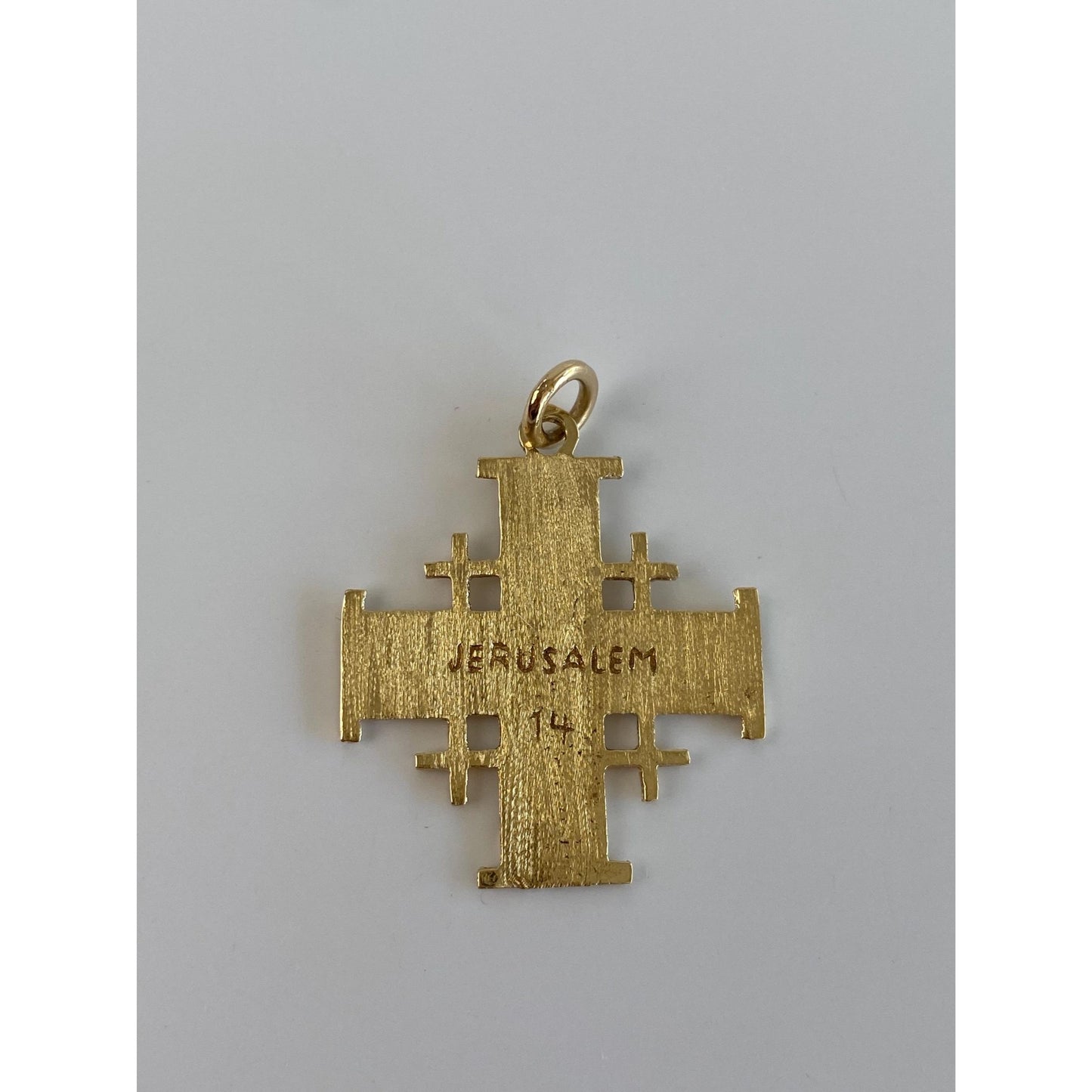 Vintage Solid 14k Yellow Gold Ornate Crosses Jerusalem Charm