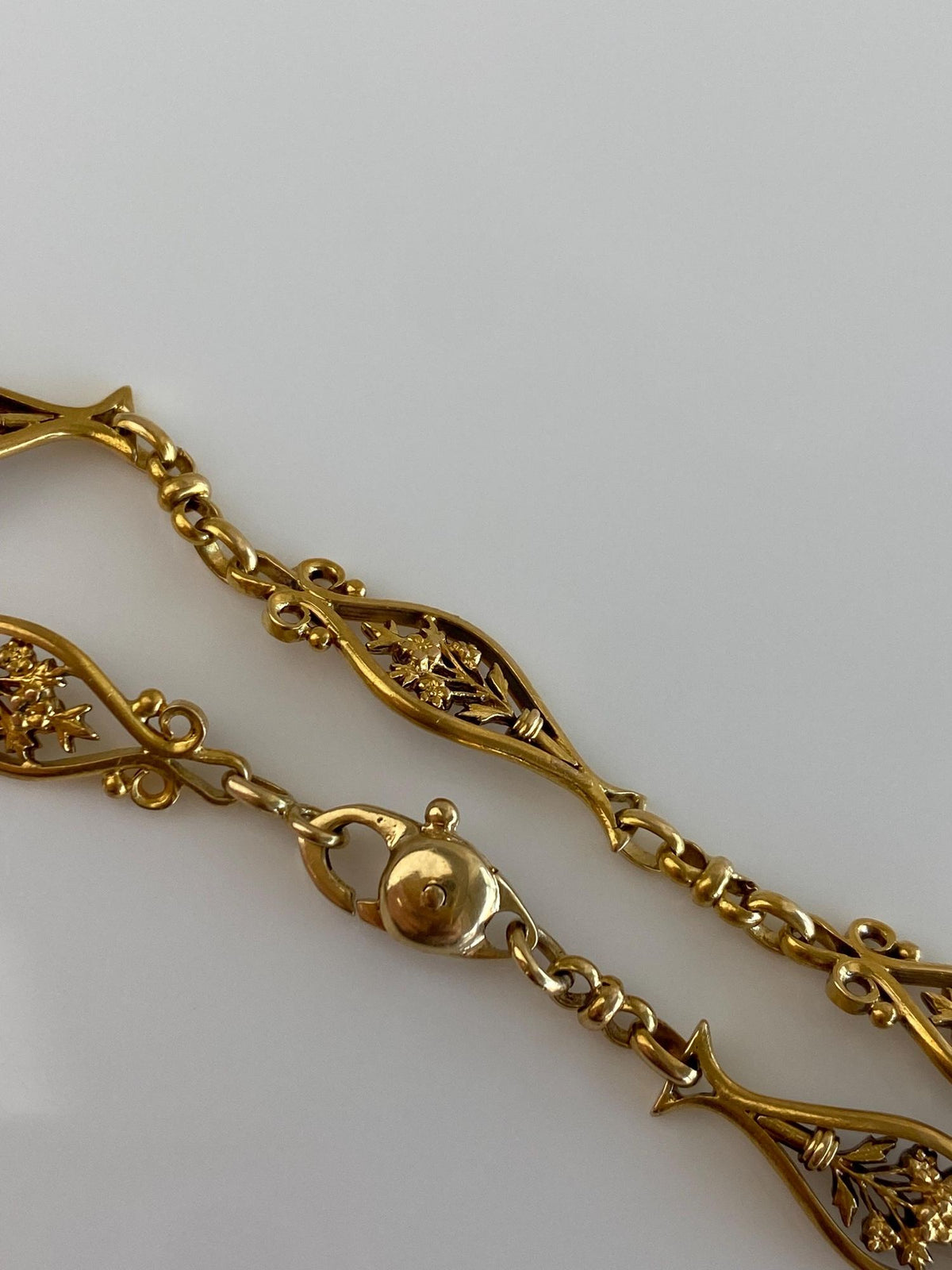 Vintage Solid 22k Yellow Gold Floral Fancy Link Chain Bracelet - 7 inches