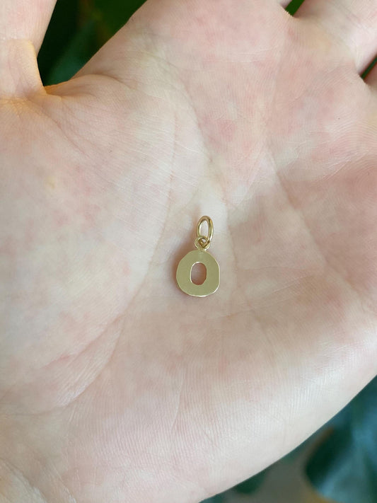 Solid 14k Yellow Gold Initial 'O' Charm