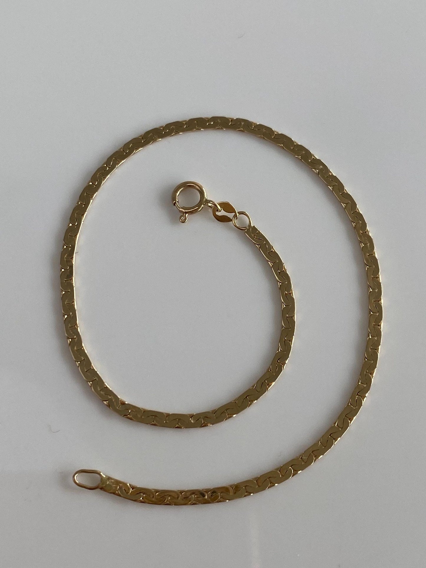 Vintage Solid 14k Yellow Gold C Link Flat Chain Bracelet - 8 inches