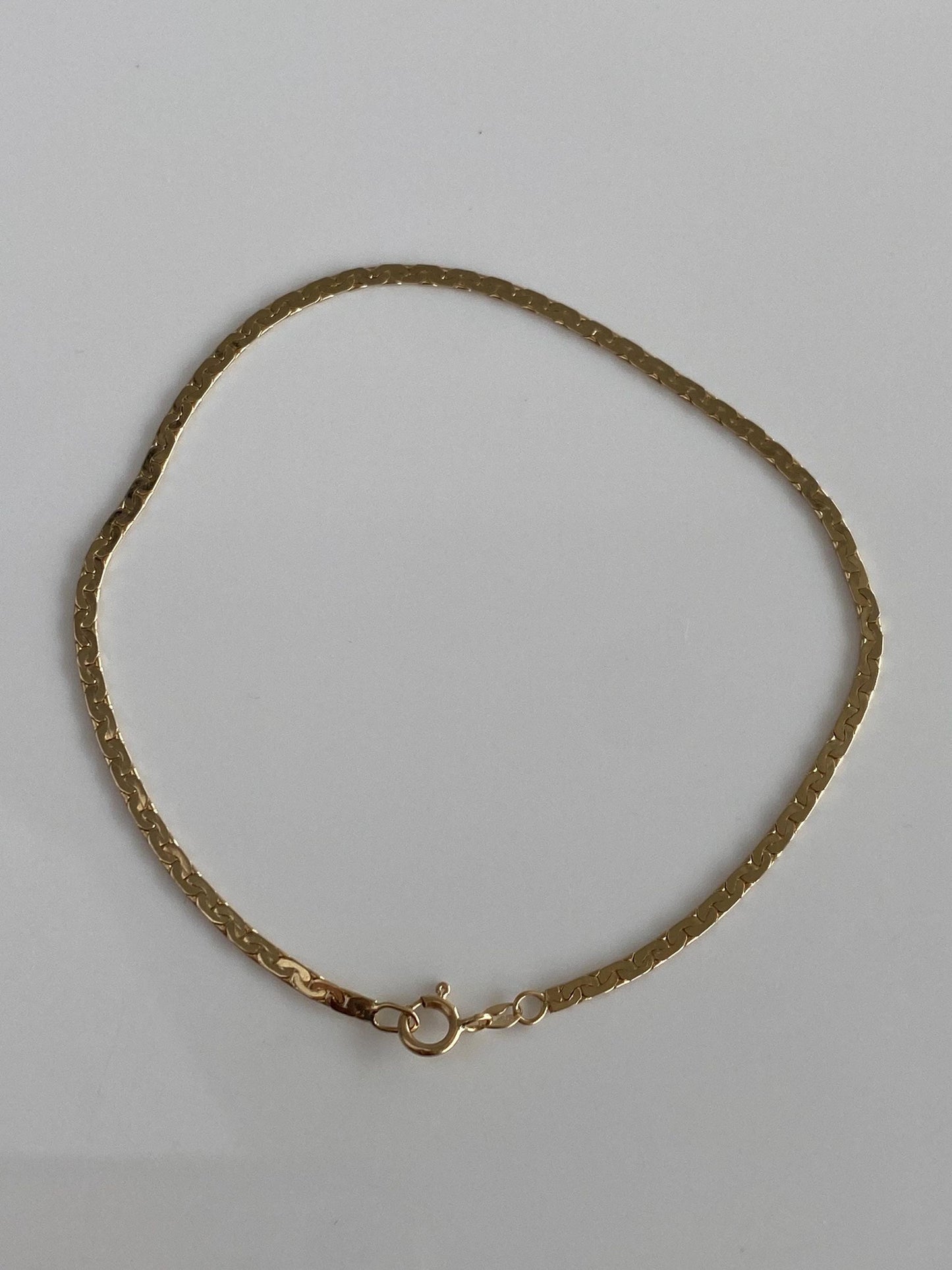 Vintage Solid 14k Yellow Gold C Link Flat Chain Bracelet - 8 inches