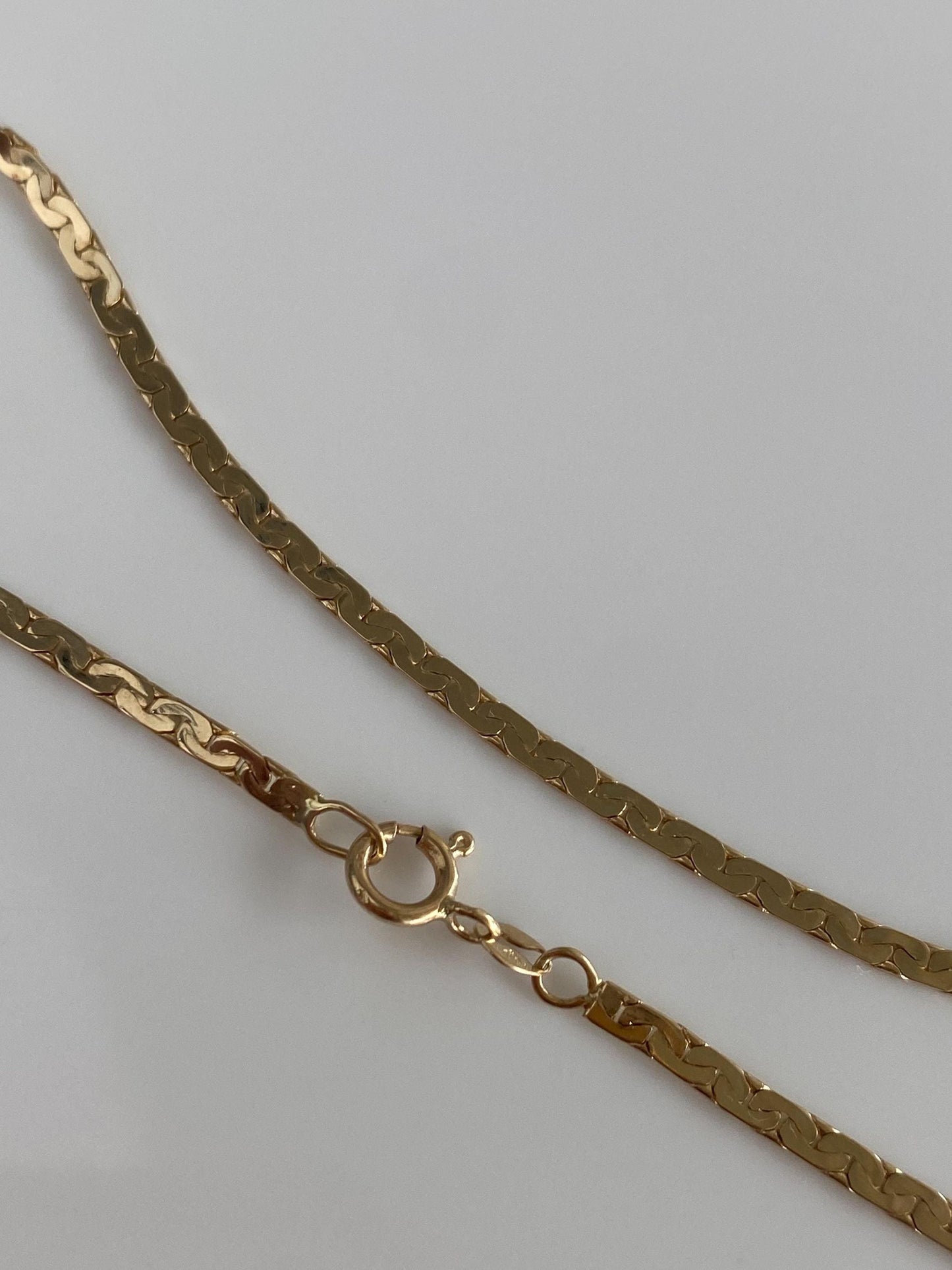 Vintage Solid 14k Yellow Gold C Link Flat Chain Bracelet - 8 inches