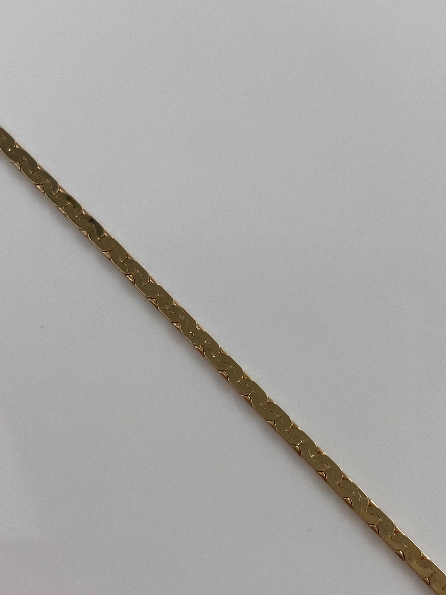 Vintage Solid 14k Yellow Gold C Link Flat Chain Bracelet - 8 inches