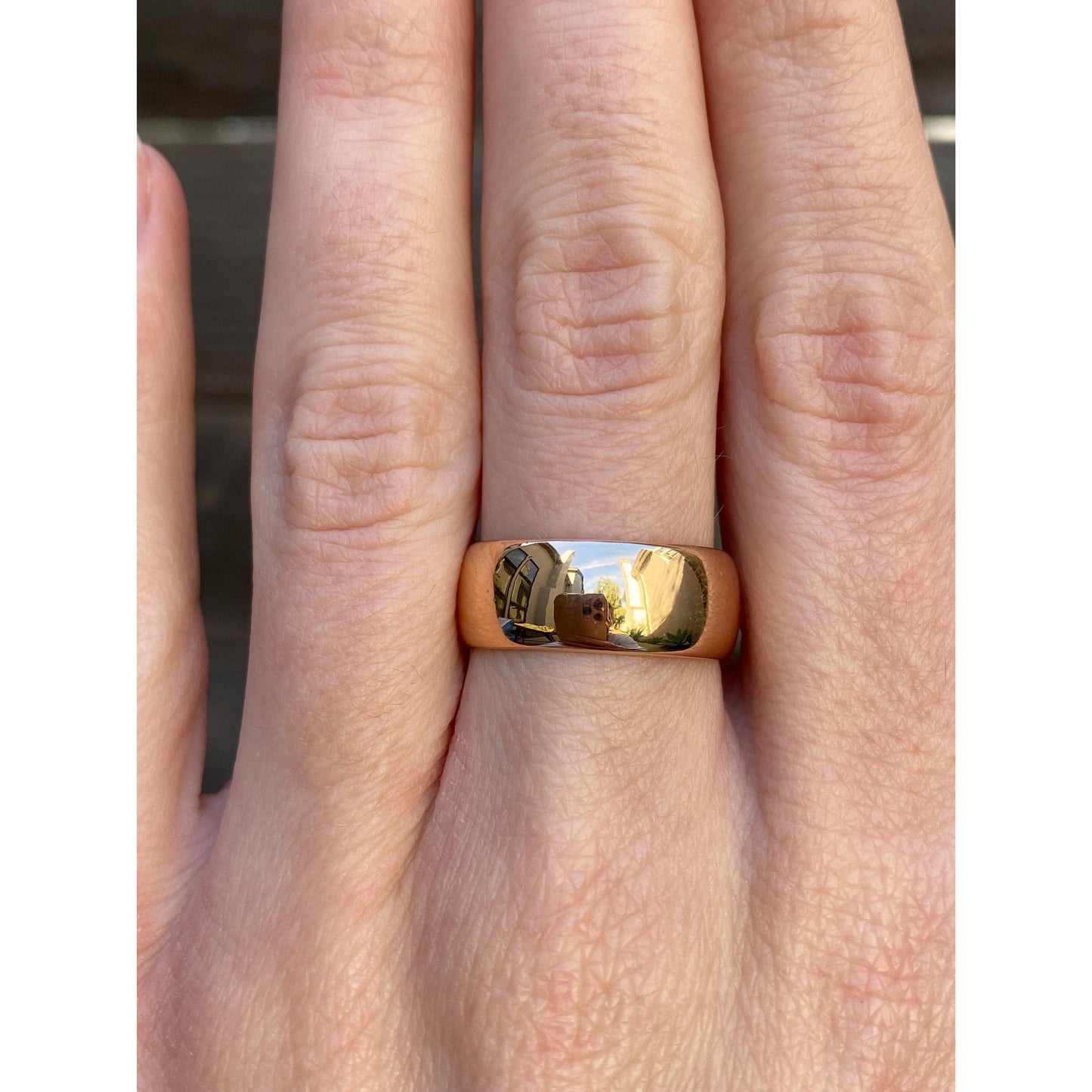 Vintage Solid 14k Rosey Gold Wide Ring Band - Size 7