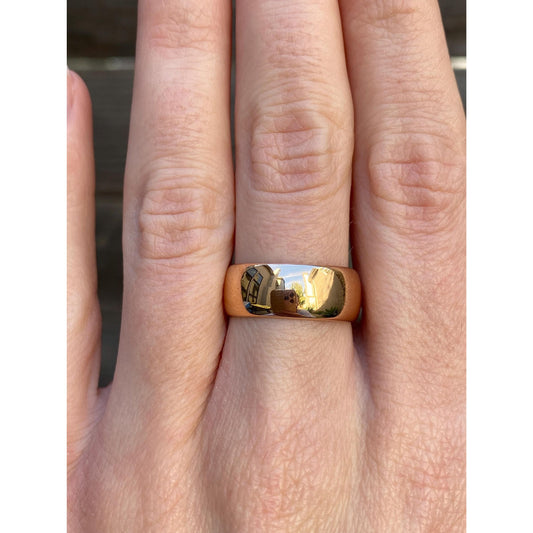 Vintage Solid 14k Rosey Gold Wide Ring Band - Size 7