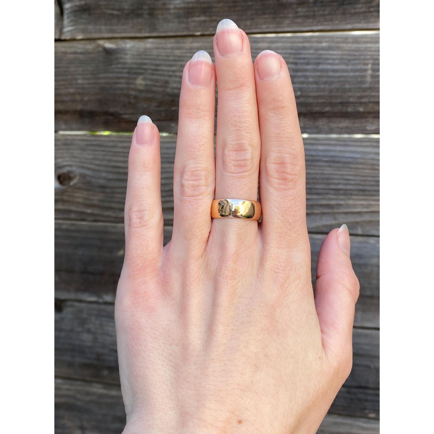 Vintage Solid 14k Rosey Gold Wide Ring Band - Size 7