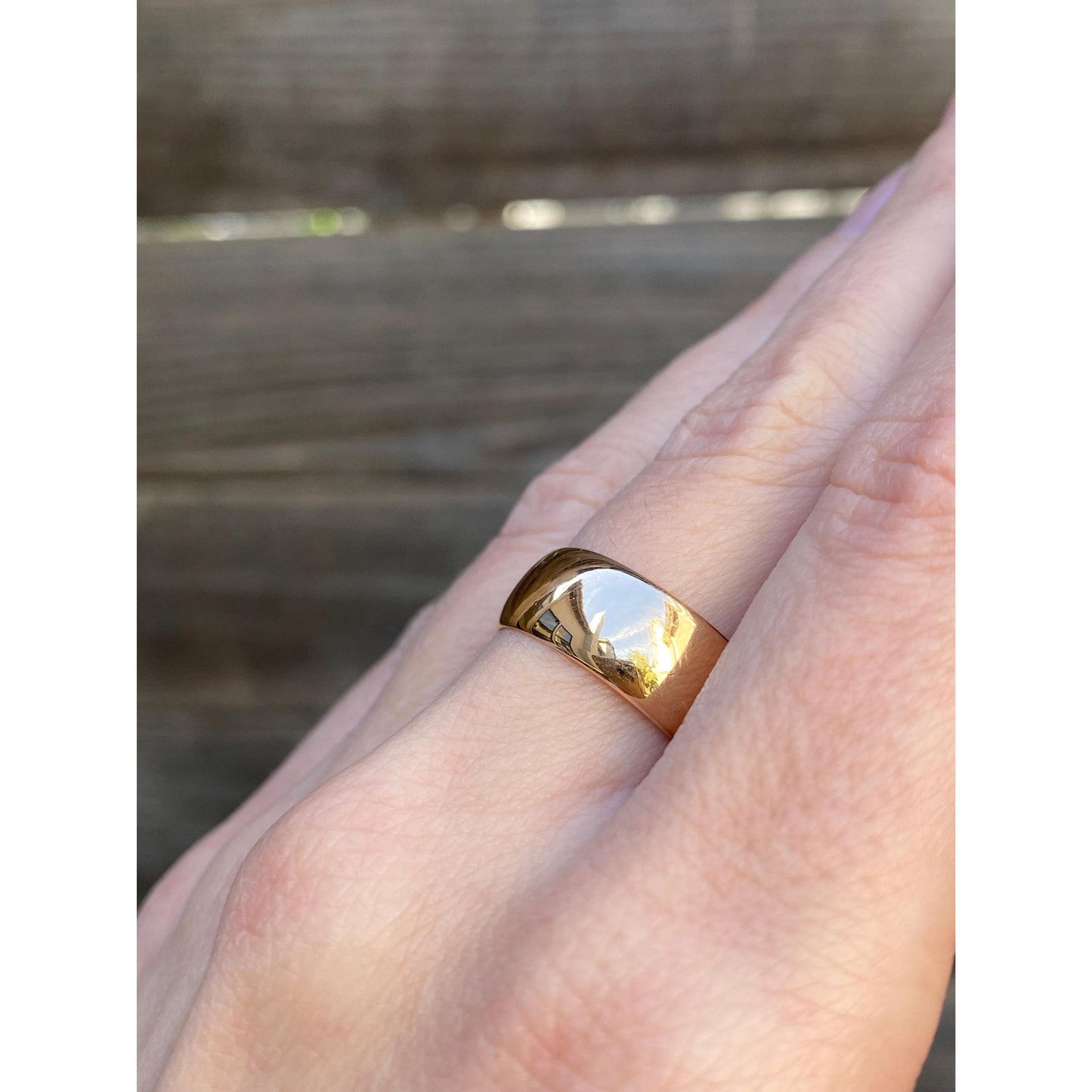 Vintage Solid 14k Rosey Gold Wide Ring Band - Size 7