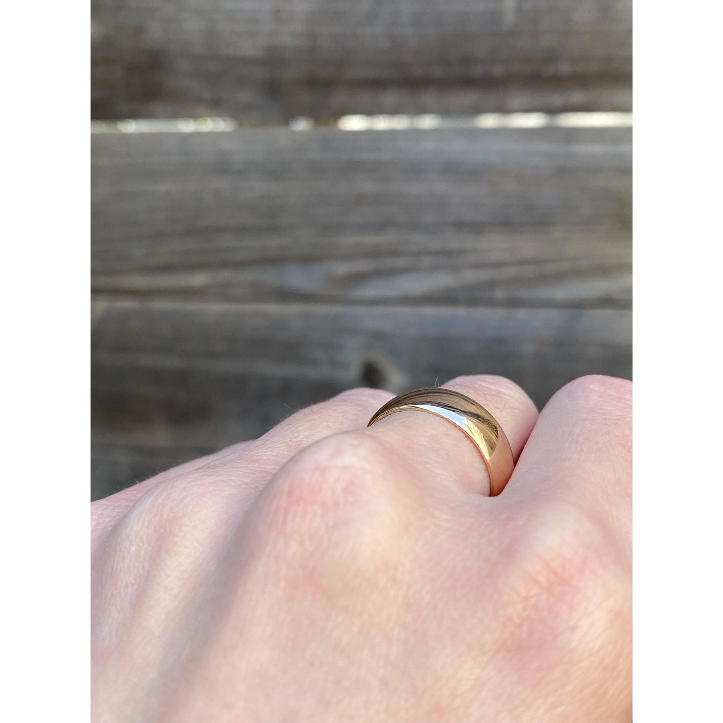 Vintage Solid 14k Rosey Gold Wide Ring Band - Size 7