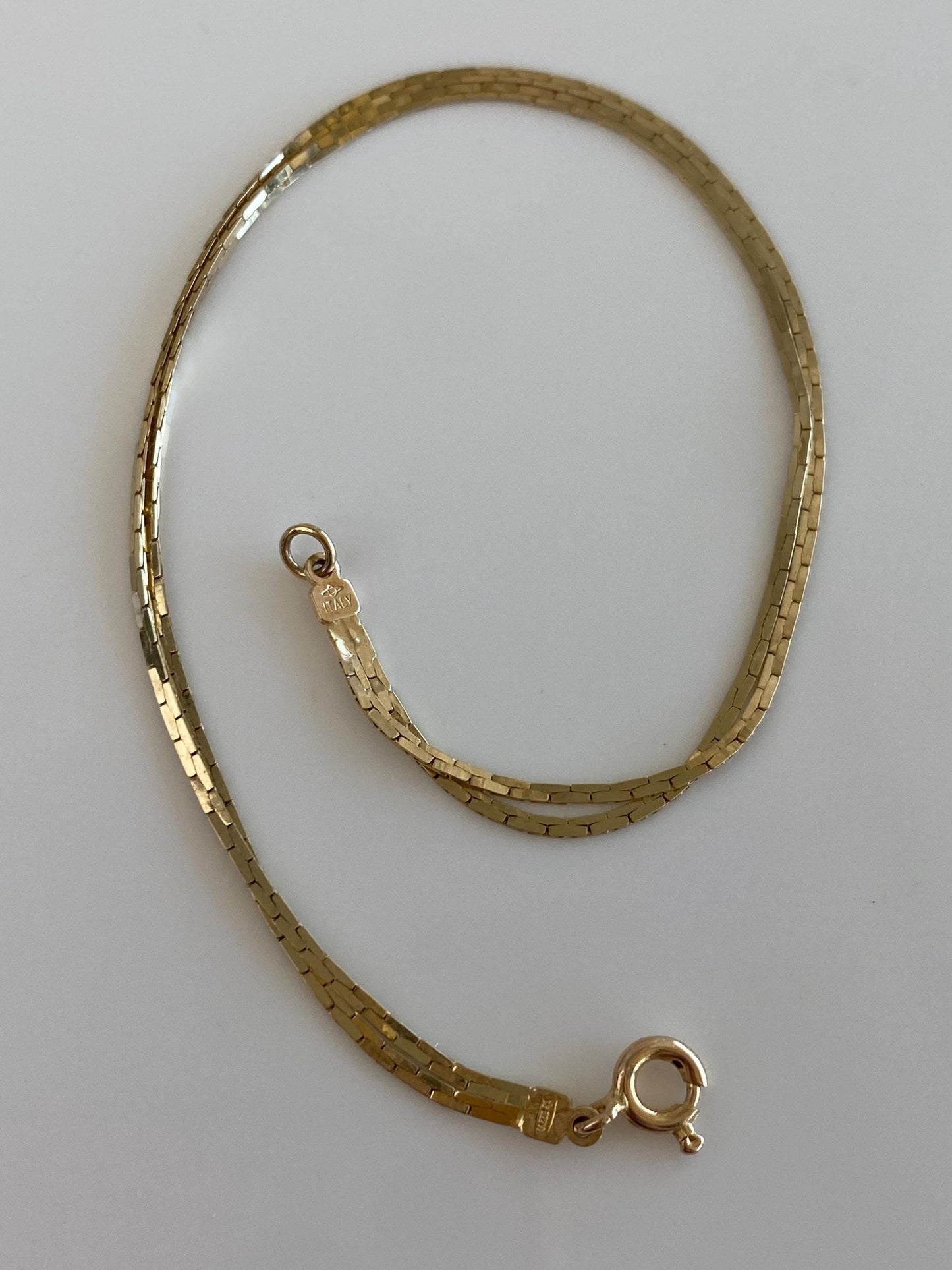 Vintage Solid 14k Yellow Gold Double Strand Flat C Link Chain Bracelet - 7 inches