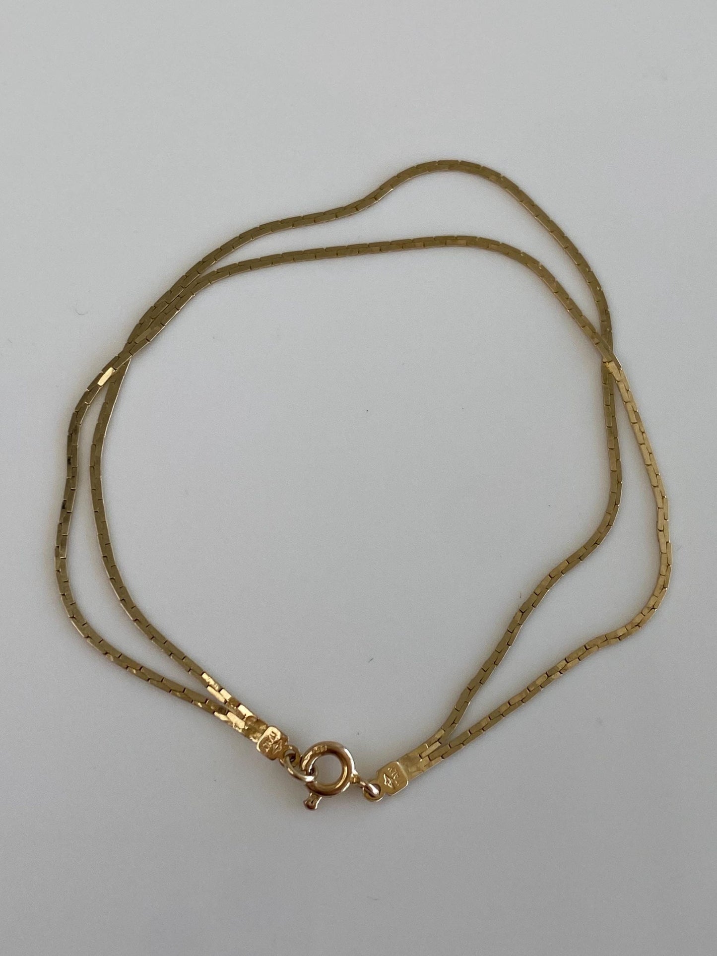 Vintage Solid 14k Yellow Gold Double Strand Flat C Link Chain Bracelet - 7 inches