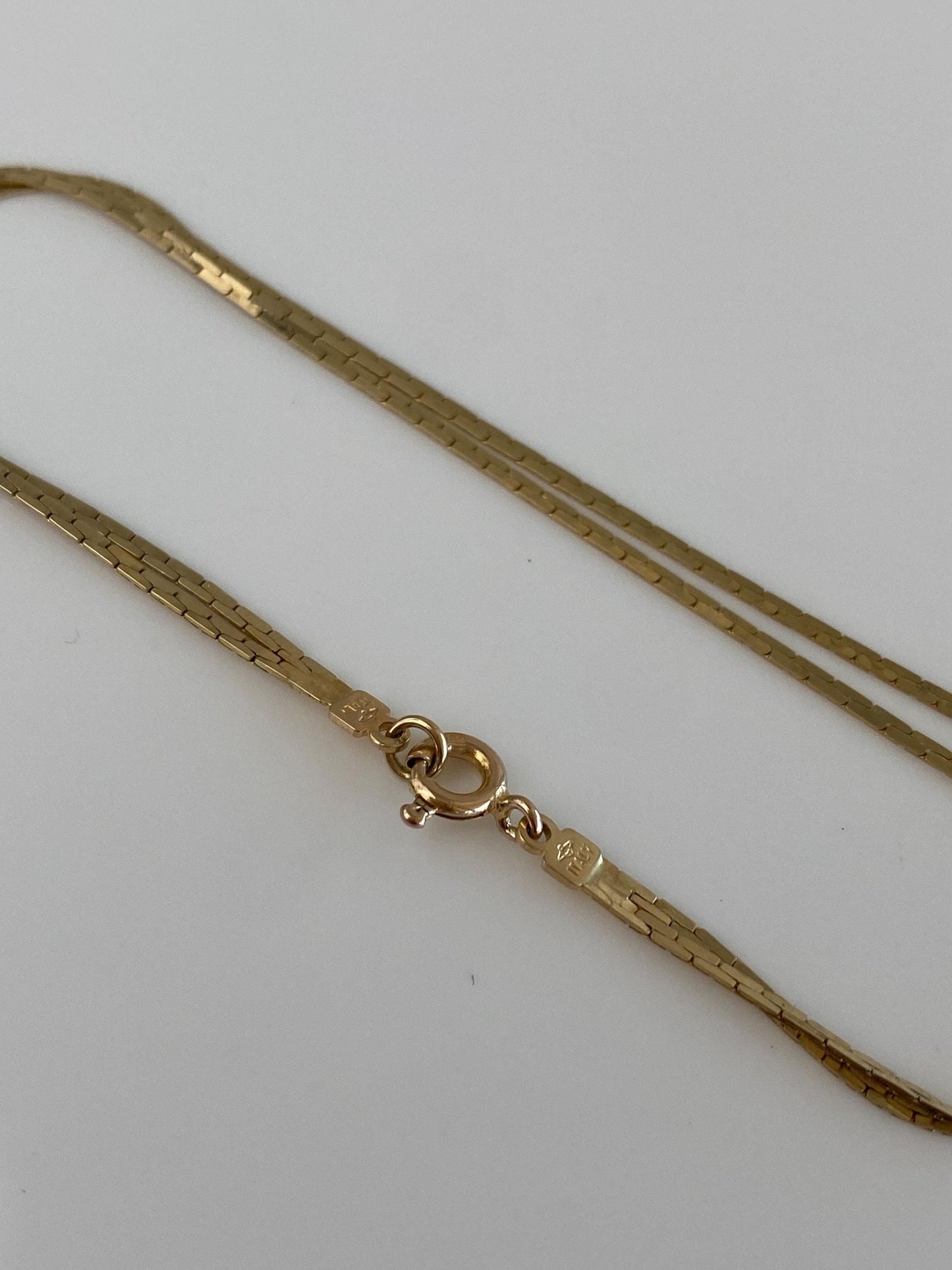 Vintage Solid 14k Yellow Gold Double Strand Flat C Link Chain Bracelet - 7 inches