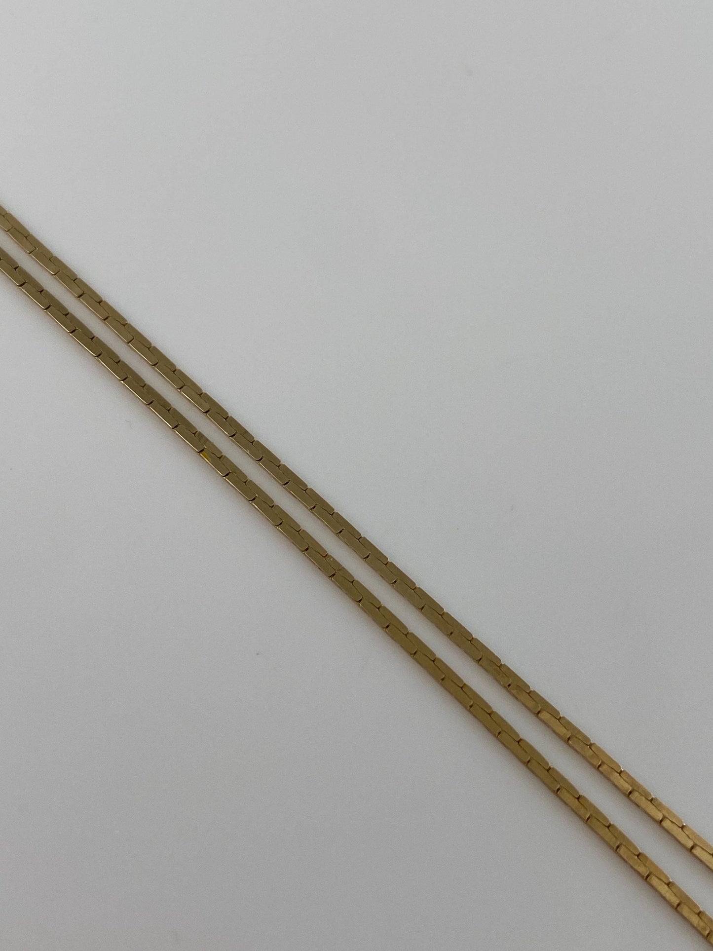 Vintage Solid 14k Yellow Gold Double Strand Flat C Link Chain Bracelet - 7 inches