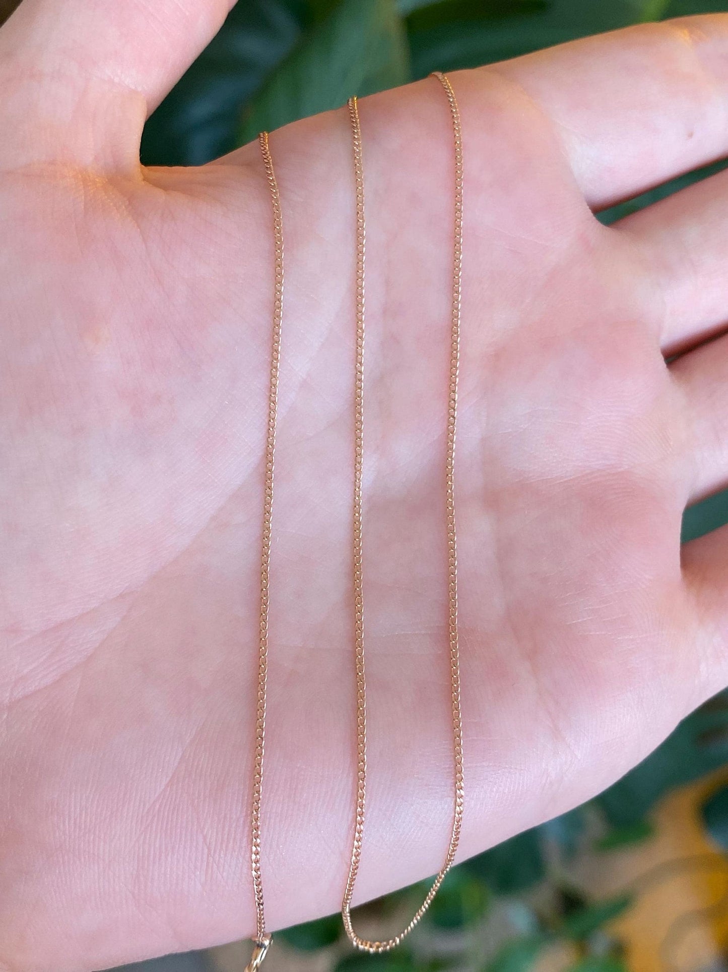 Vintage Solid 14k Rose Gold Dainty Curb Chain Necklace - 18 inches