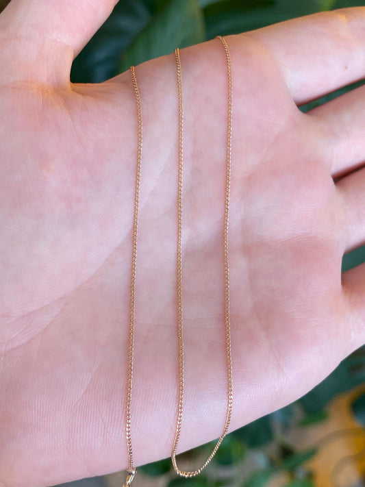 Vintage Solid 14k Rose Gold Dainty Curb Chain Necklace - 18 inches