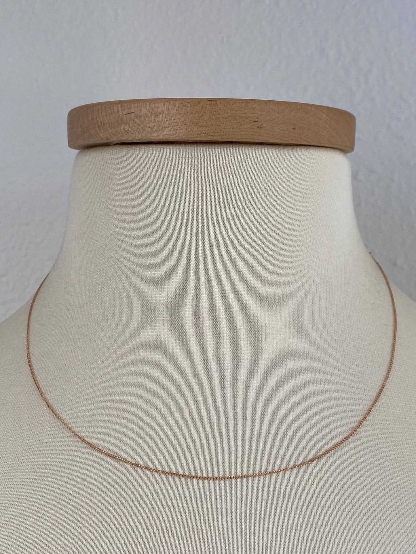 Vintage Solid 14k Rose Gold Dainty Curb Chain Necklace - 18 inches