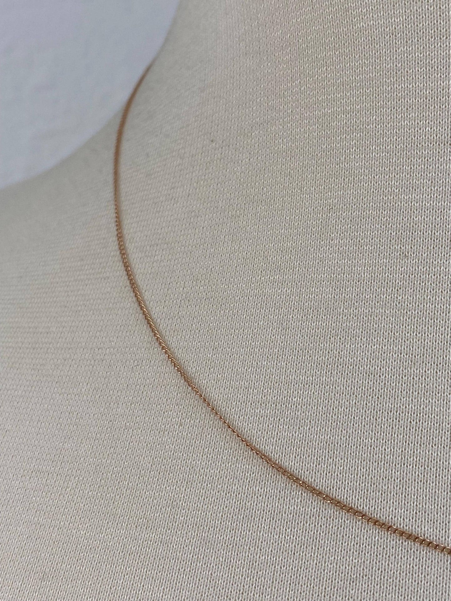 Vintage Solid 14k Rose Gold Dainty Curb Chain Necklace - 18 inches