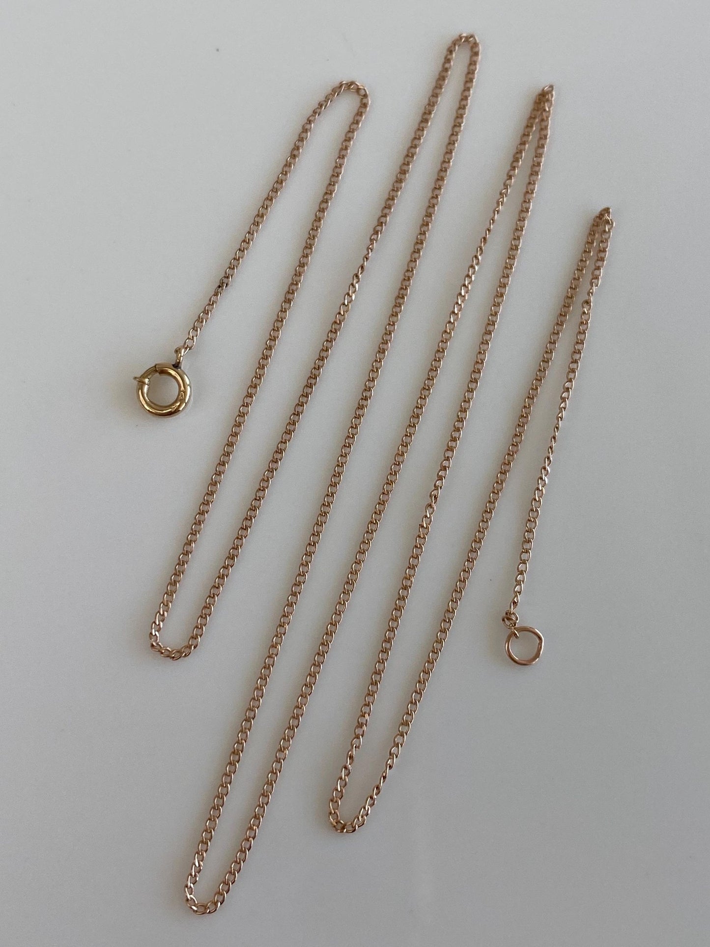Vintage Solid 14k Rose Gold Dainty Curb Chain Necklace - 18 inches