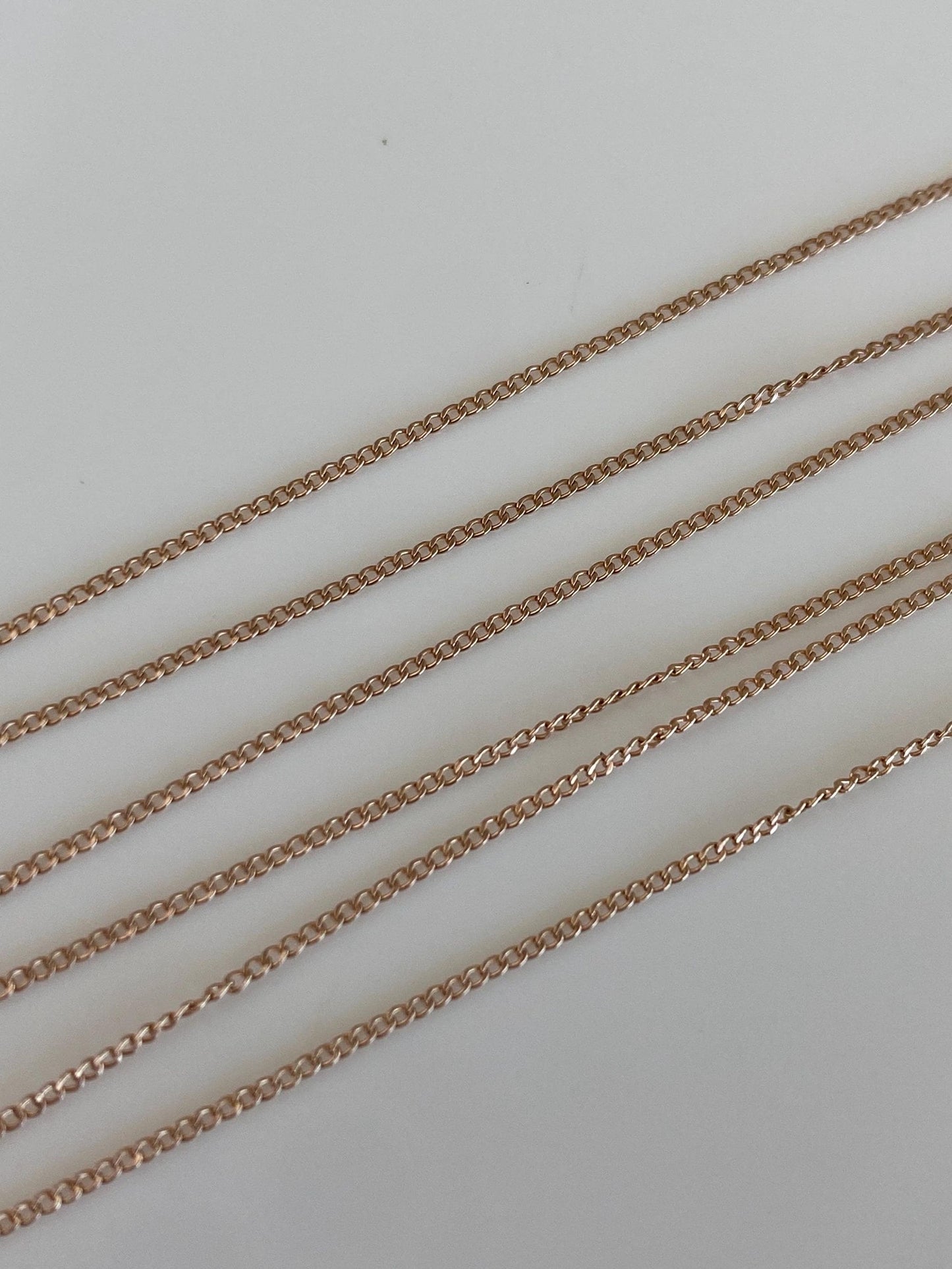 Vintage Solid 14k Rose Gold Dainty Curb Chain Necklace - 18 inches