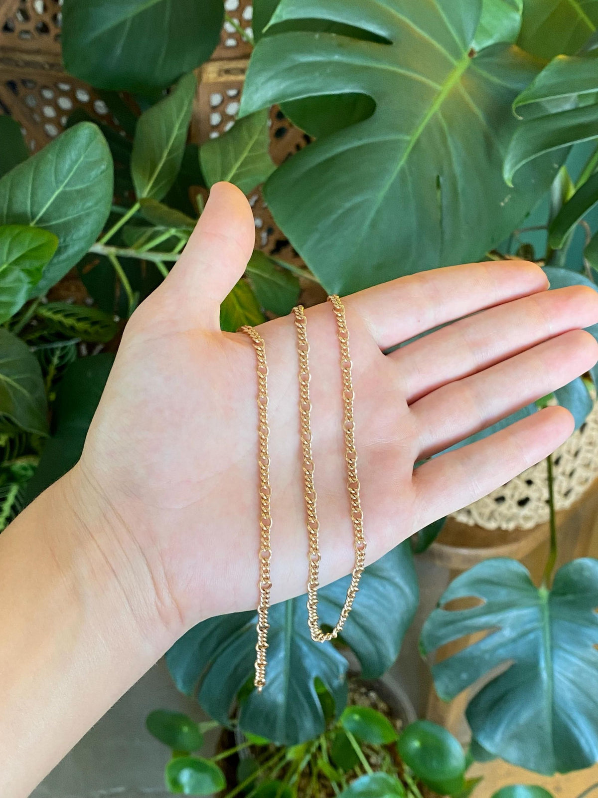 Vintage Solid 14k Yellow Gold Fancy Chain Necklace - 22 inches