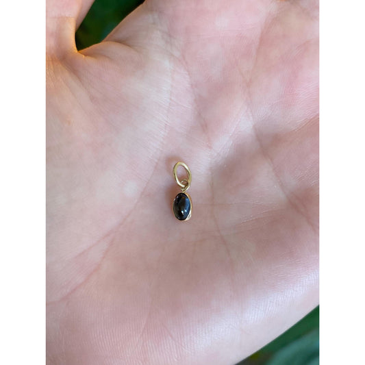 Vintage 10k Yellow Gold Tiny Blue Cubic Zirconia Cabochon Charm