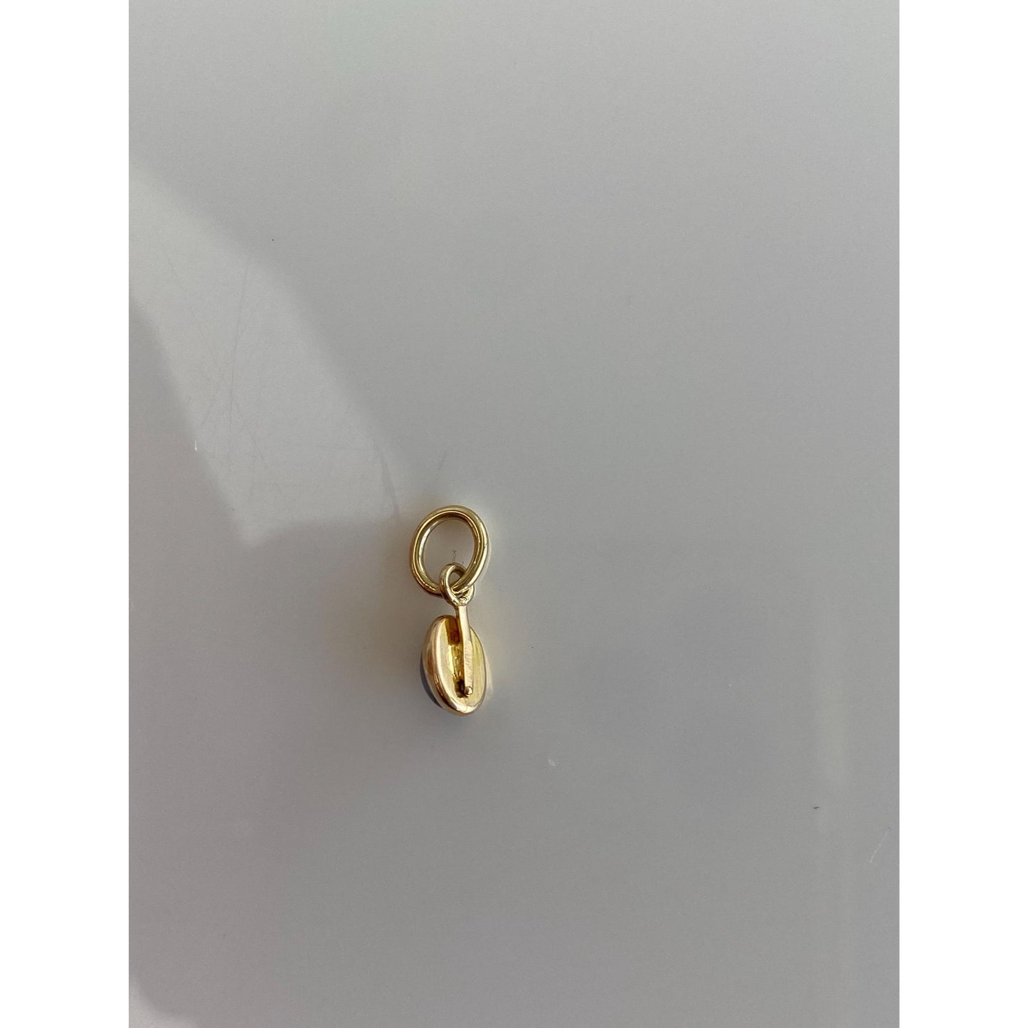 Vintage 10k Yellow Gold Tiny Blue Cubic Zirconia Cabochon Charm