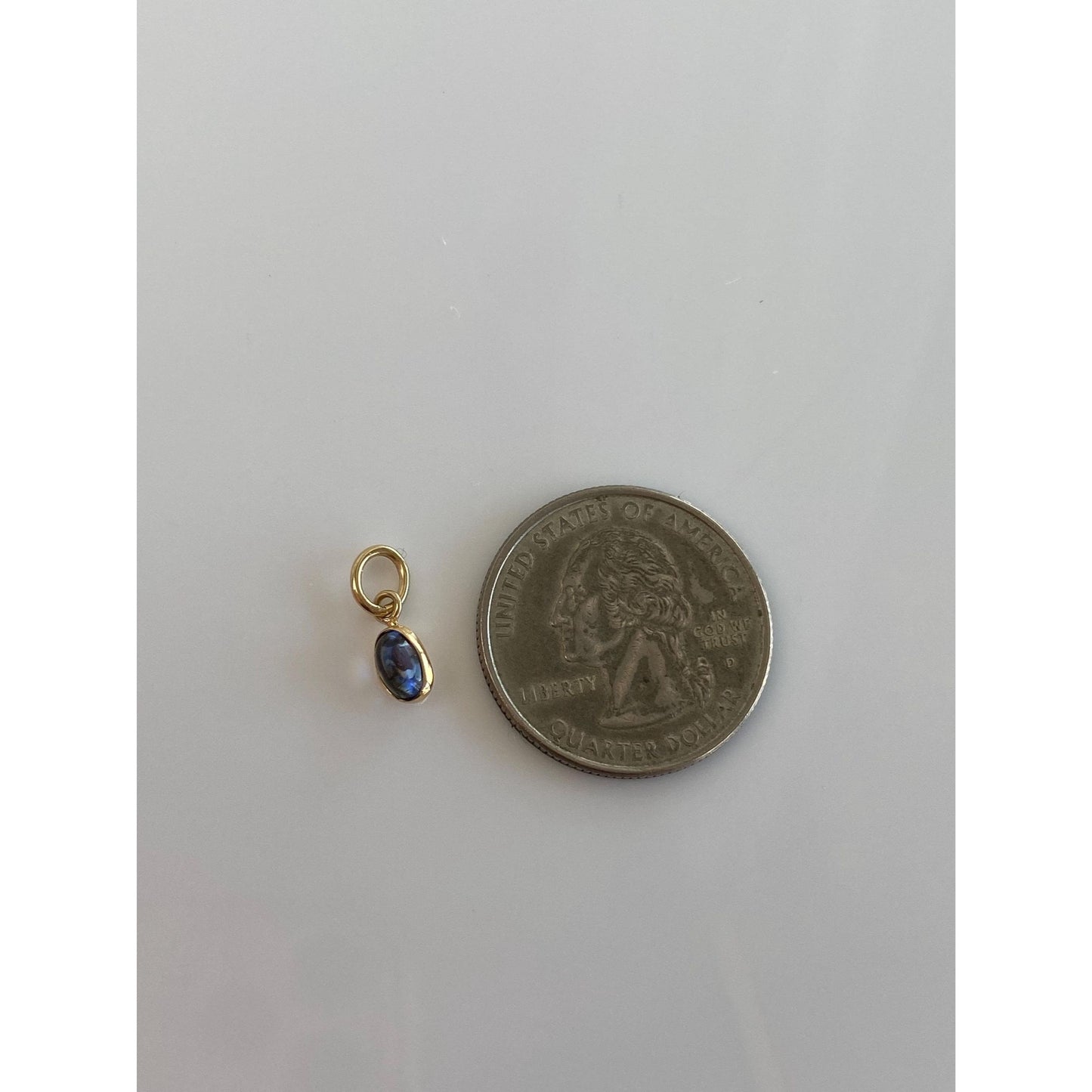 Vintage 10k Yellow Gold Tiny Blue Cubic Zirconia Cabochon Charm