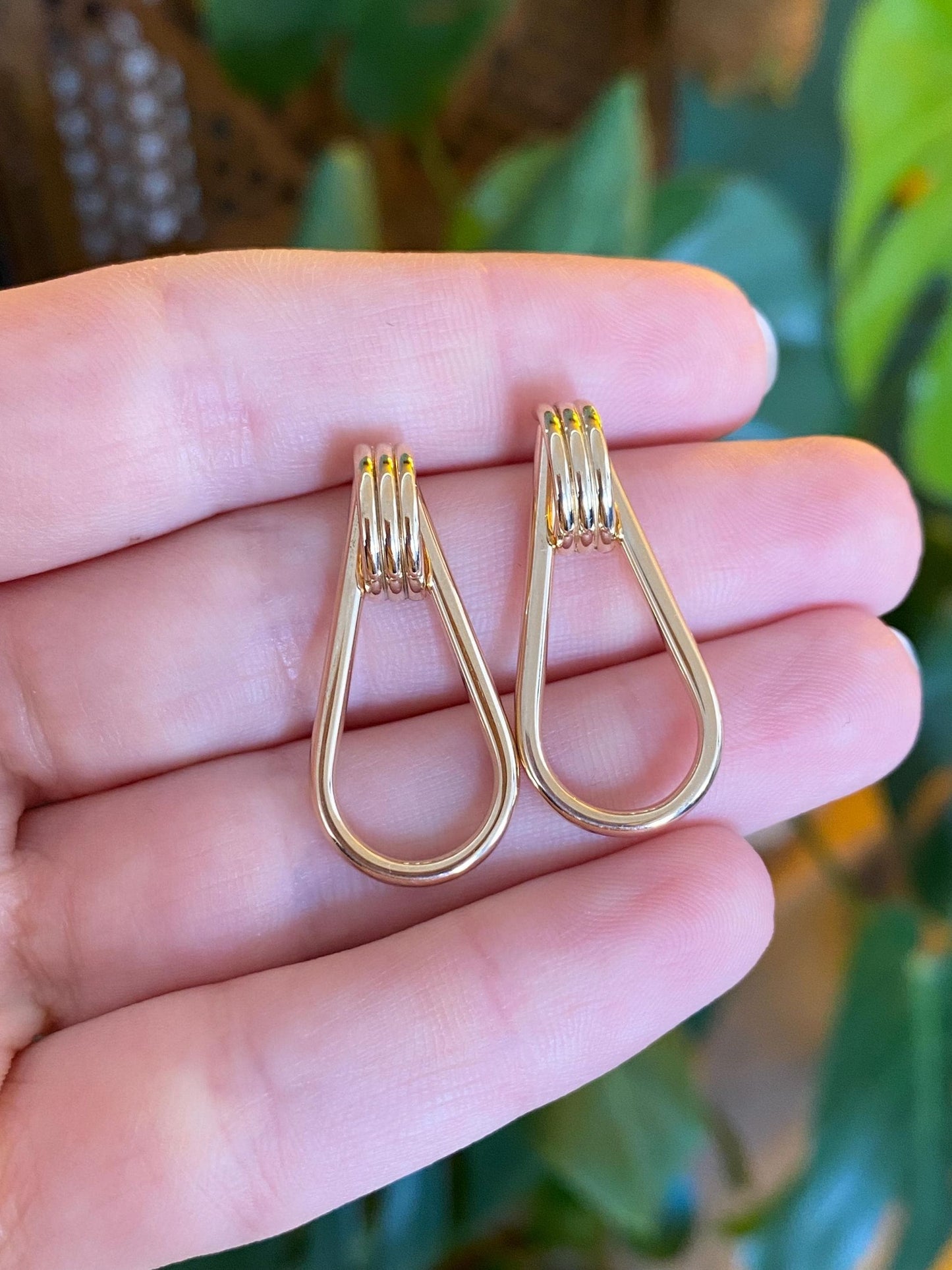 Vintage 14k Yellow Gold Layered Drop Earrings