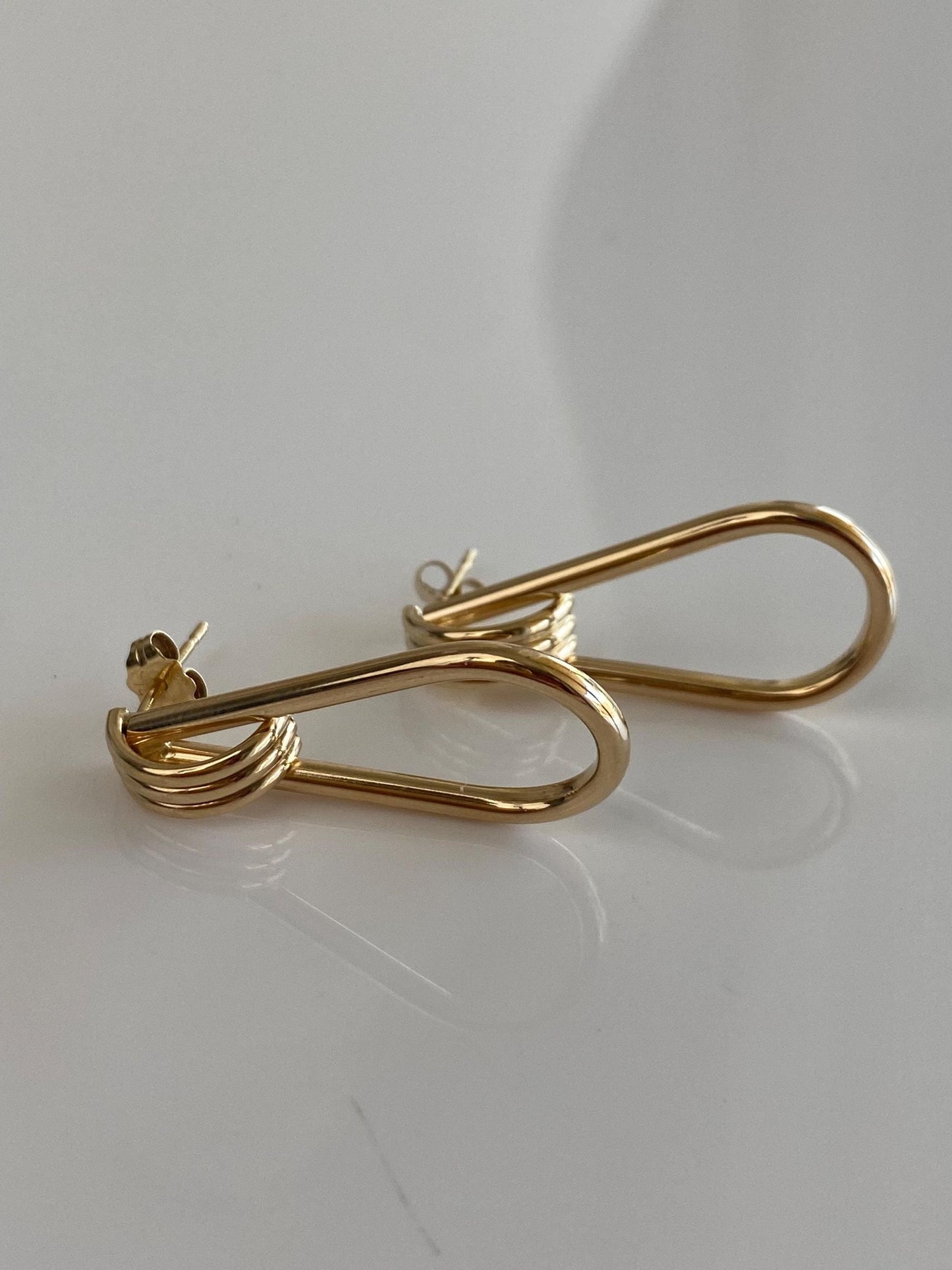 Vintage 14k Yellow Gold Layered Drop Earrings