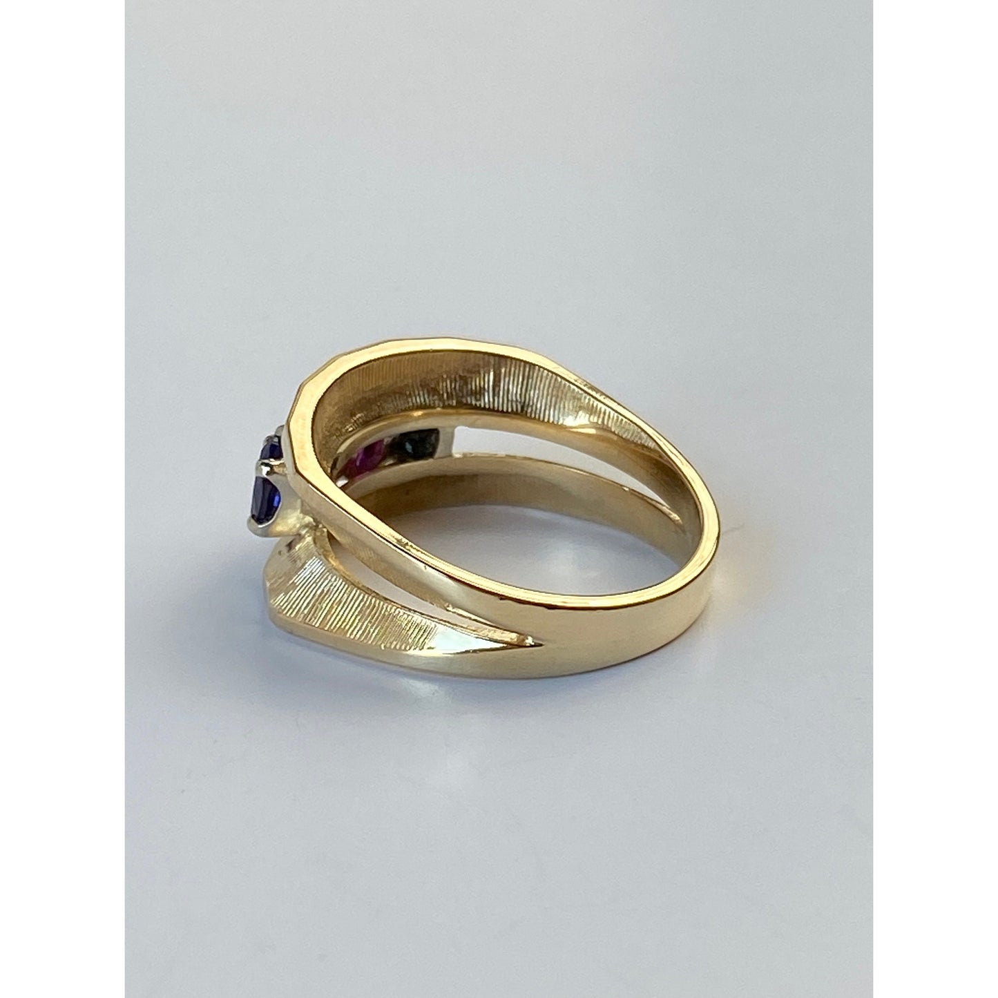 Solid 14k Yellow Gold Amethyst Emerald Sapphire Topaz Ring Band - Size 6.5