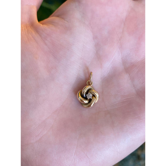 Vintage Solid 10k Yellow Gold Diamond Knot Charm