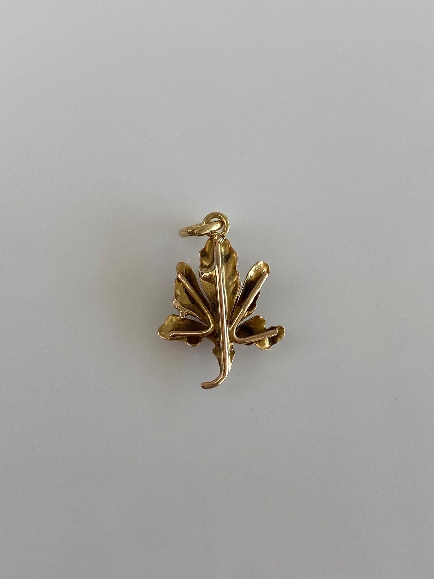 Vintage Solid 14k Yellow Gold Leaf Stick Pin Conversion Charm